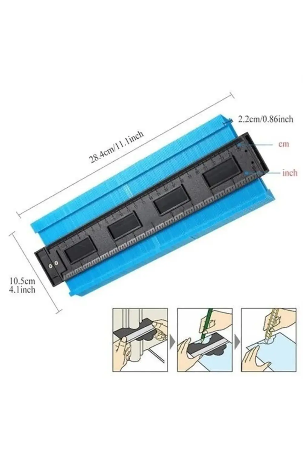 ® Kontur Ölçüm Cihazı Ahşap Fayans Şekillendirme Kalıbı 24 cm