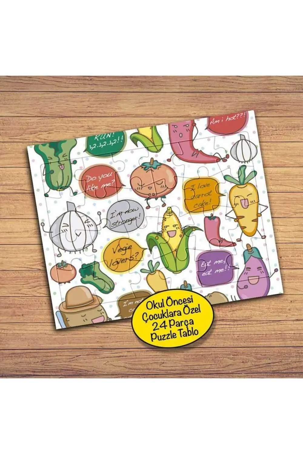 Konuşan Sebzeler 24 Parça Çocuklara Özel Yapboz Tablo-1042-168