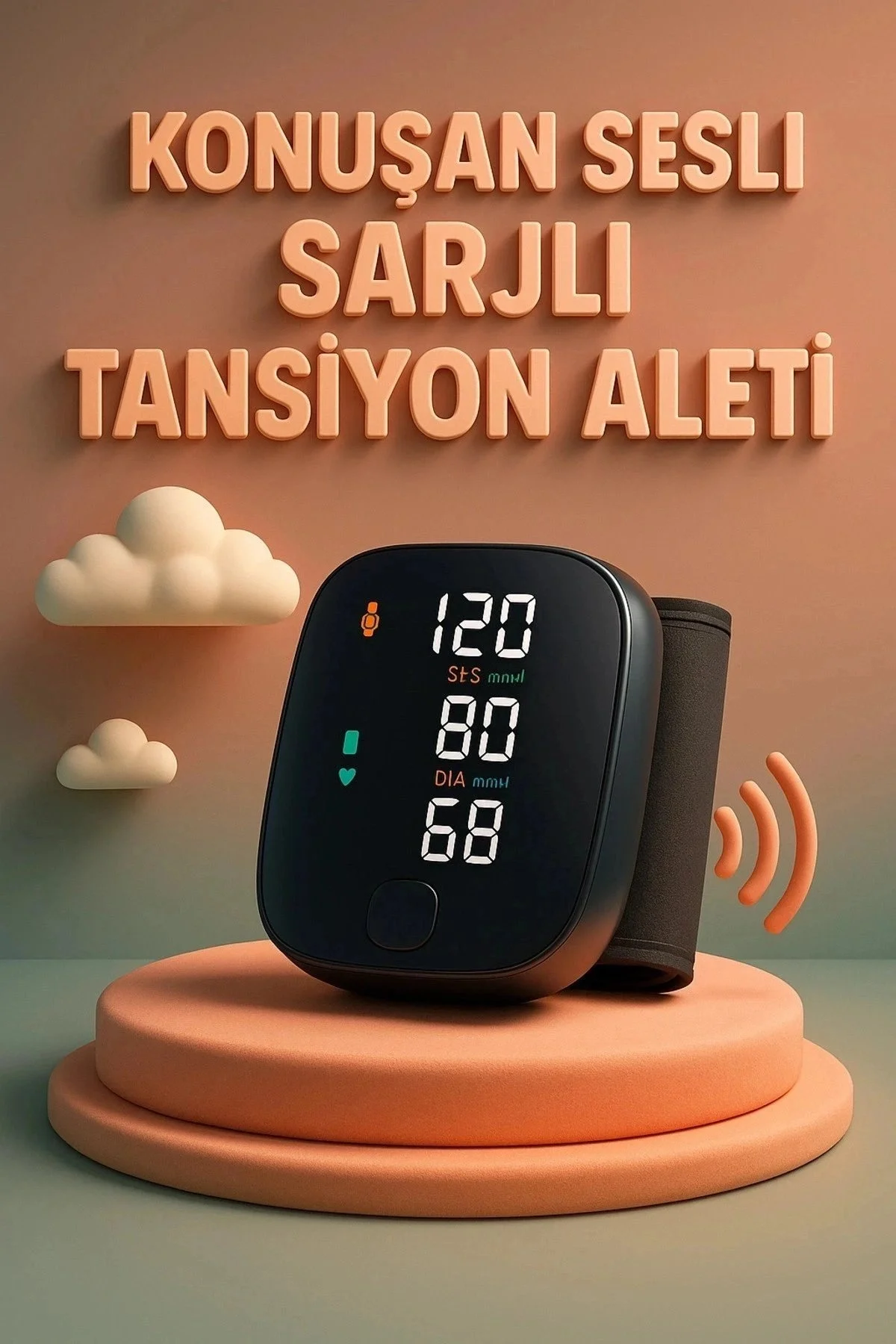 Konuşan Sesli Şarjlı Tansiyon Aleti Profil Kayıtlı Lcd Dokunmatik Ekran