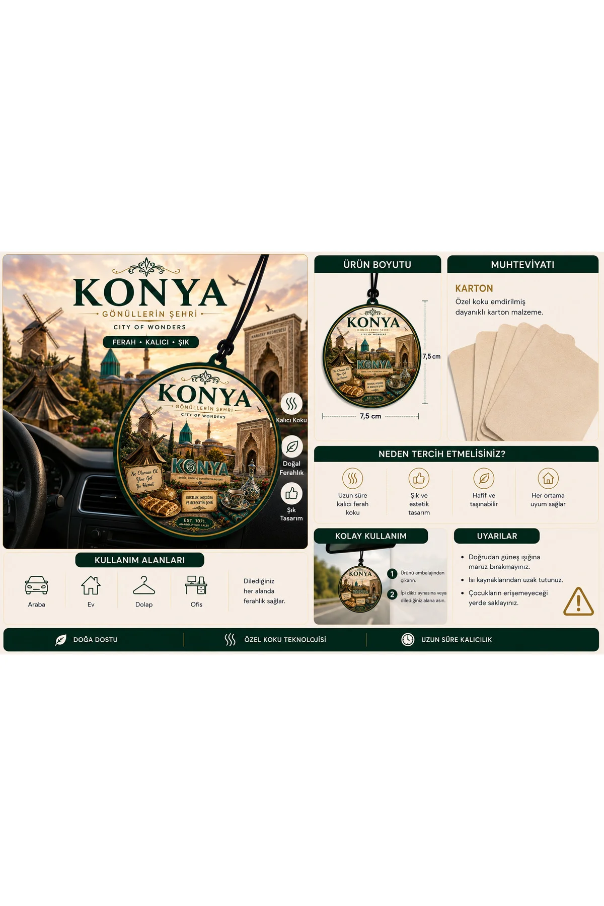Konya Şehri Tasarımlı Oto Kokusu,Araba Kokusu,Oto Aksesuarı ve Di