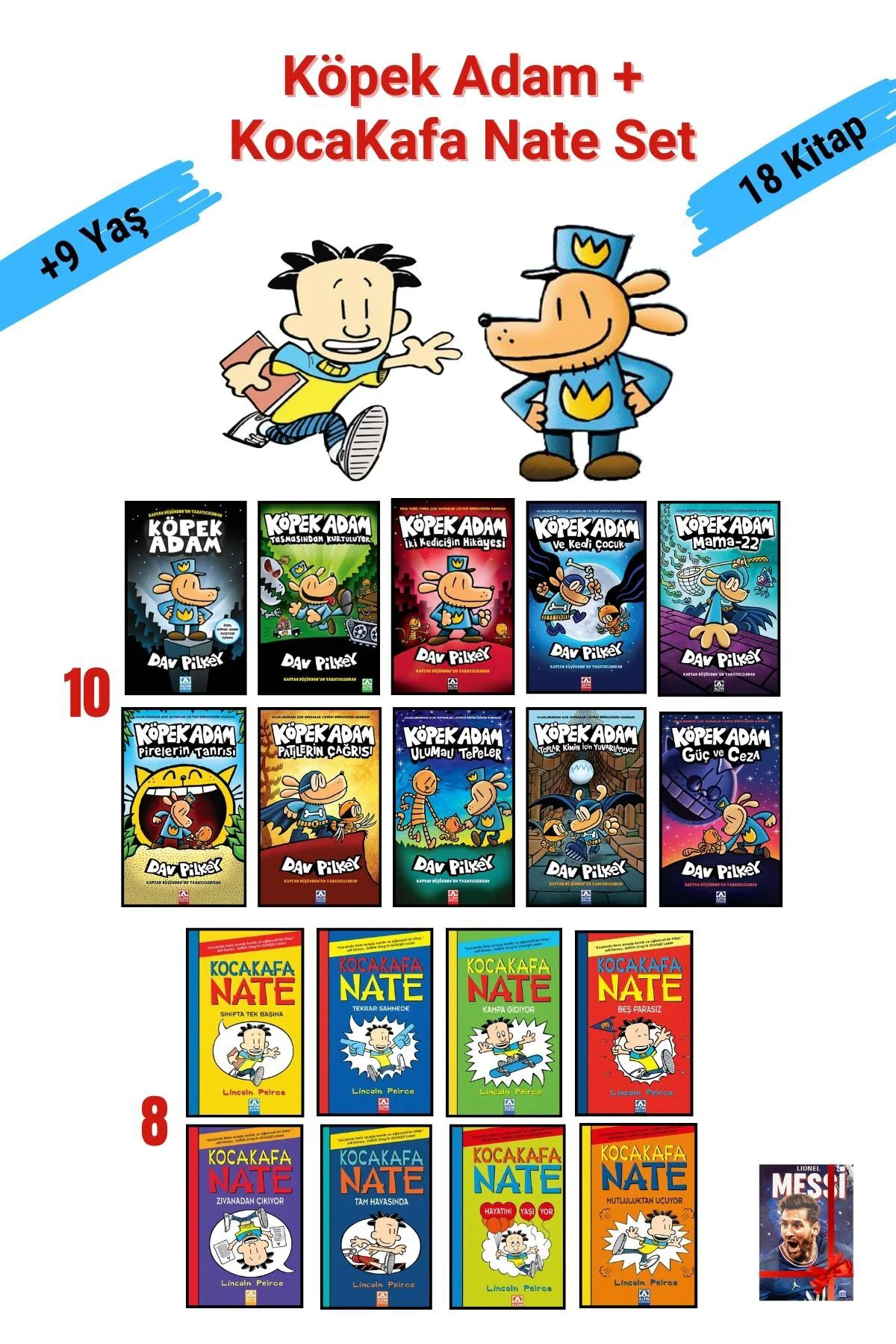 Köpek Adam 10 Kitap + KocaKafa Nate 8 Kitap, Çocuklar için Çizgi Köpek Adam 10 Kitap + KocaKafa Nate 8 Kitap, Çocuklar için Çizgi Fiyatı, Yorumları ve Özellikleri