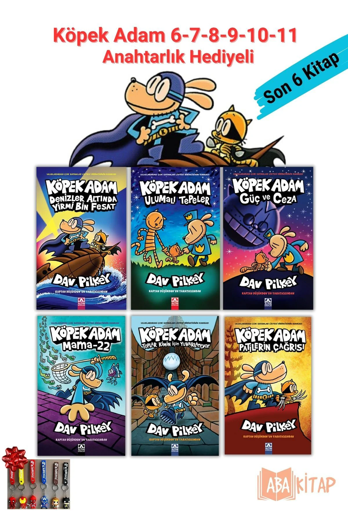Köpek Adam 6-7-8-9-10-11, Serinin Son 6 Kitabı, Dav PILKEY, Anaht