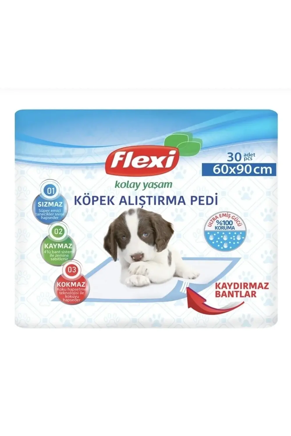 Köpek Alıştırma Çiş Pedi Kaydırmaz Bantlı 30 Adet 60x90cm