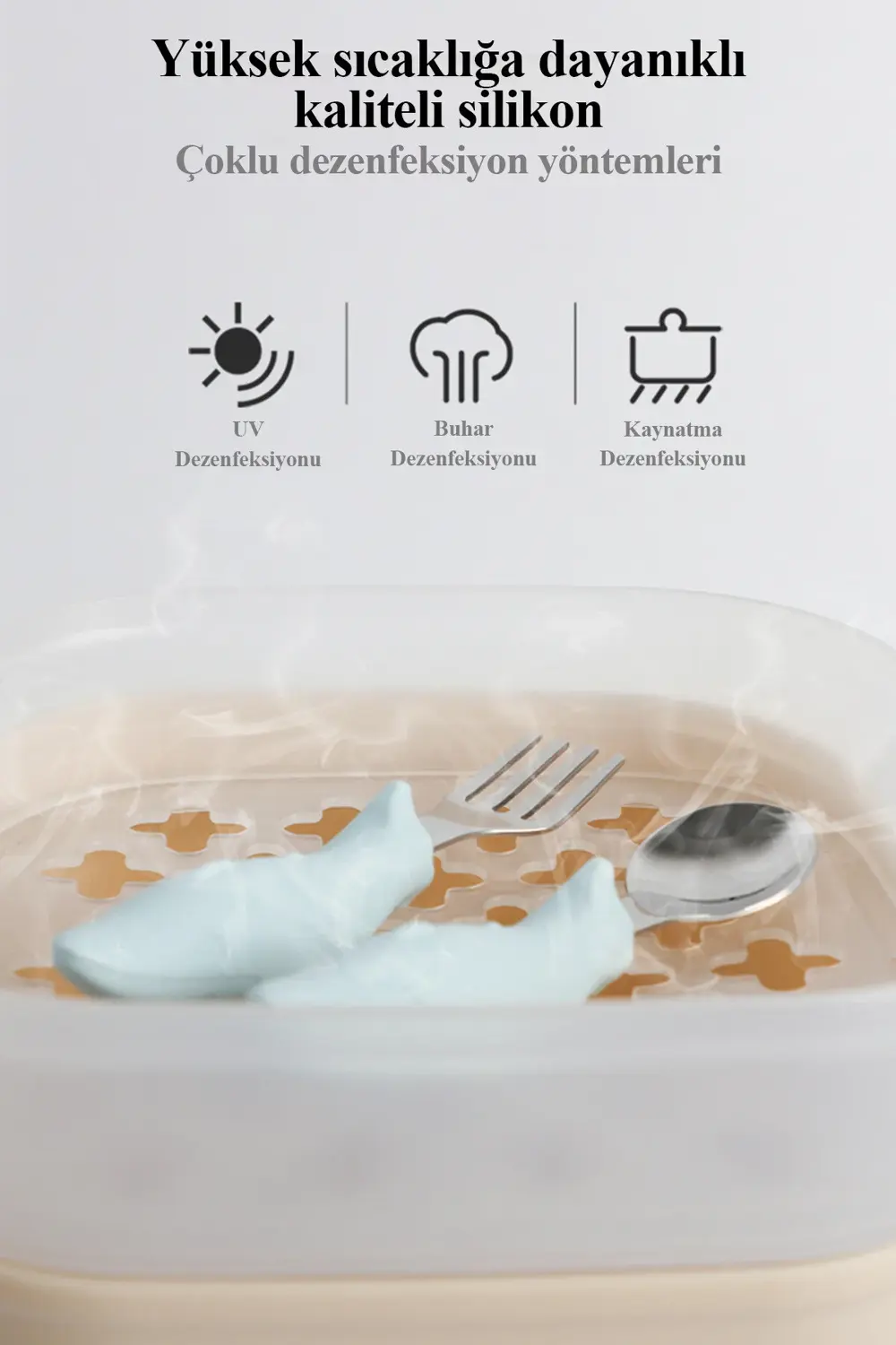 Köpek Balığı Figürlü Silikon Saplı Bebek Çatal Kaşık Seti Yeşil