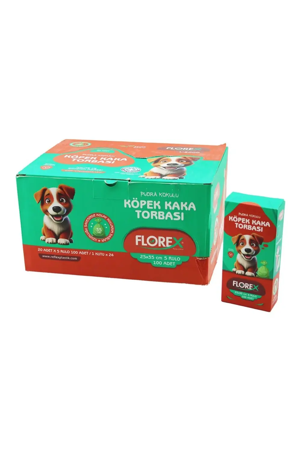 KÖPEK - EVCİL HAYVAN KAKA TORBASI 5 RULO X 20PCS = 100 ADET PUDRA