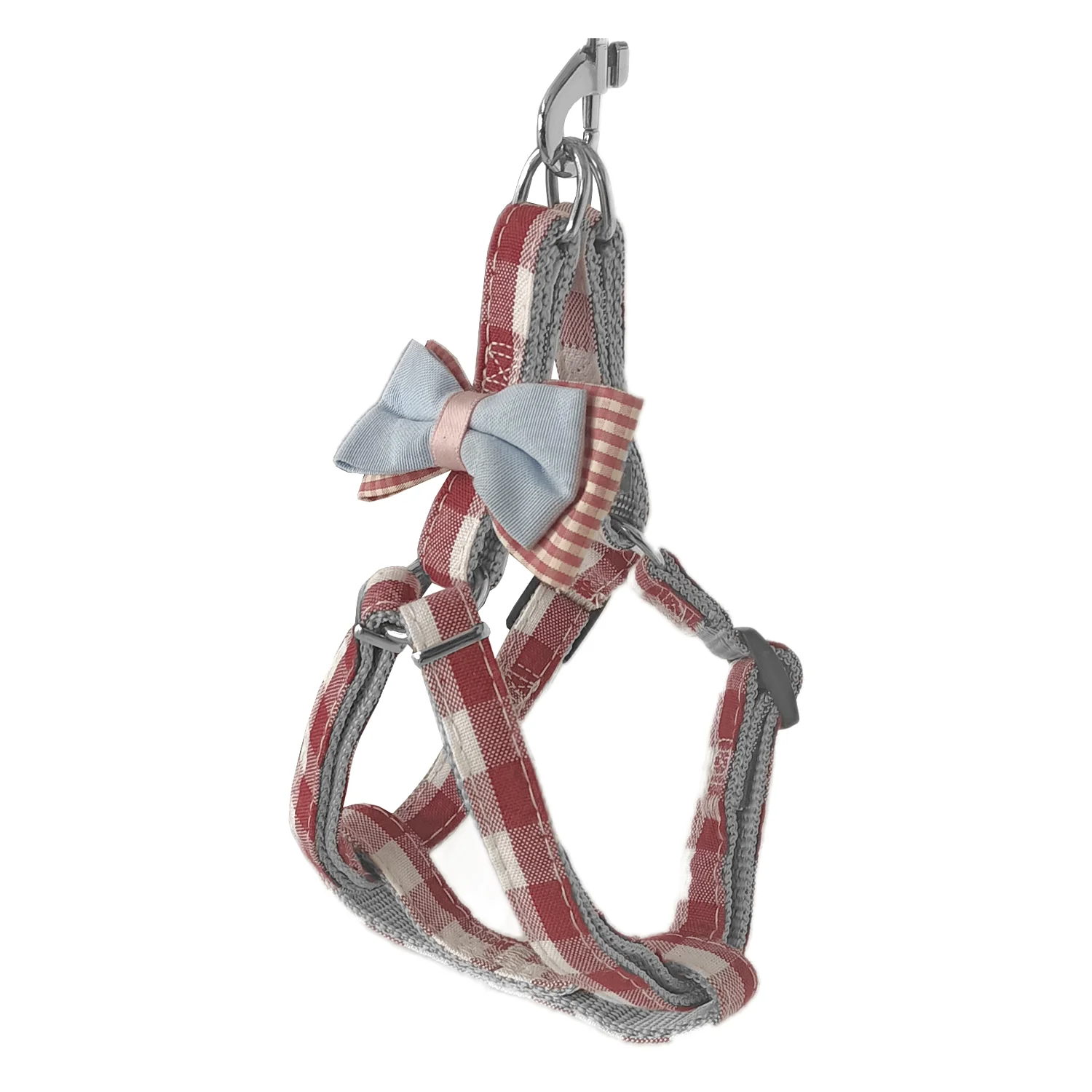 Köpek Göğüs Tasma Seti Ekose Desenli Papyonlu 1.5 cm*35-48 cm Kırmızı Köpek Göğüs Tasma Seti Ekose Desenli Papyonlu 1.5 cm*35-48 cm Kırmızı