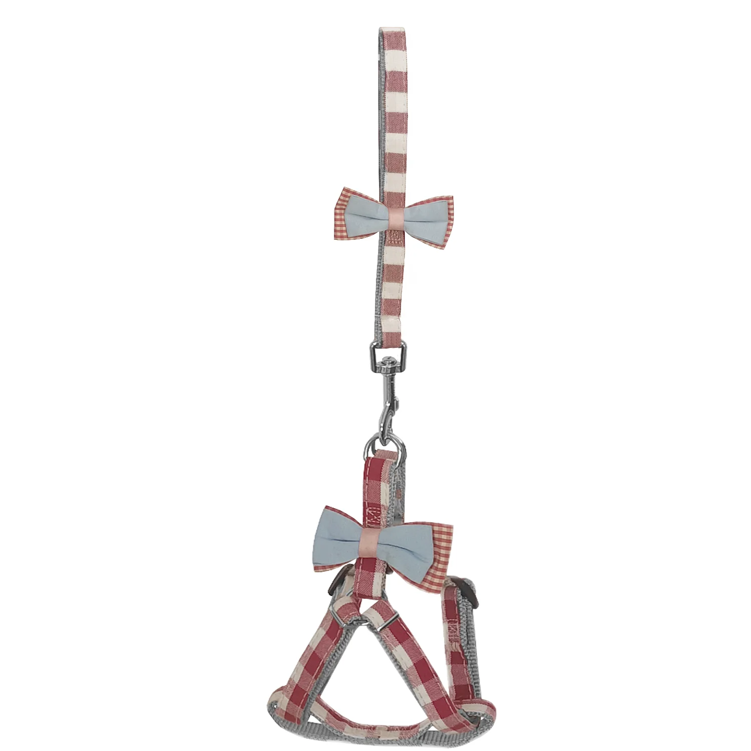 Köpek Göğüs Tasma Seti Ekose Desenli Papyonlu 1.5 cm*35-48 cm Kırmızı Köpek Göğüs Tasma Seti Ekose Desenli Papyonlu 1.5 cm*35-48 cm Kırmızı