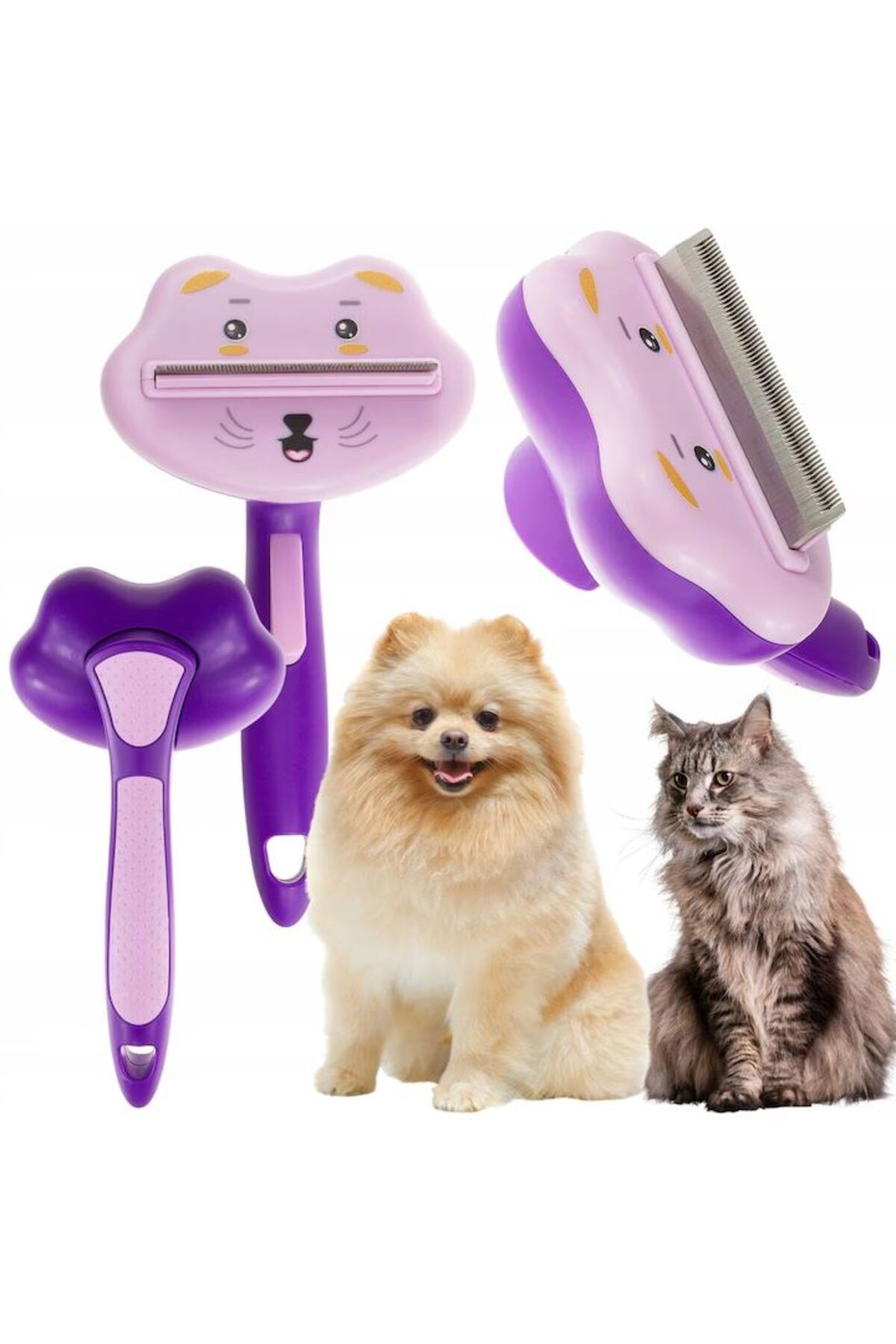 Gigi Panda Köpek Kedi İçin Tüy Dökücü Fırça Paslanmaz Çelikli Evcil Hayvan T