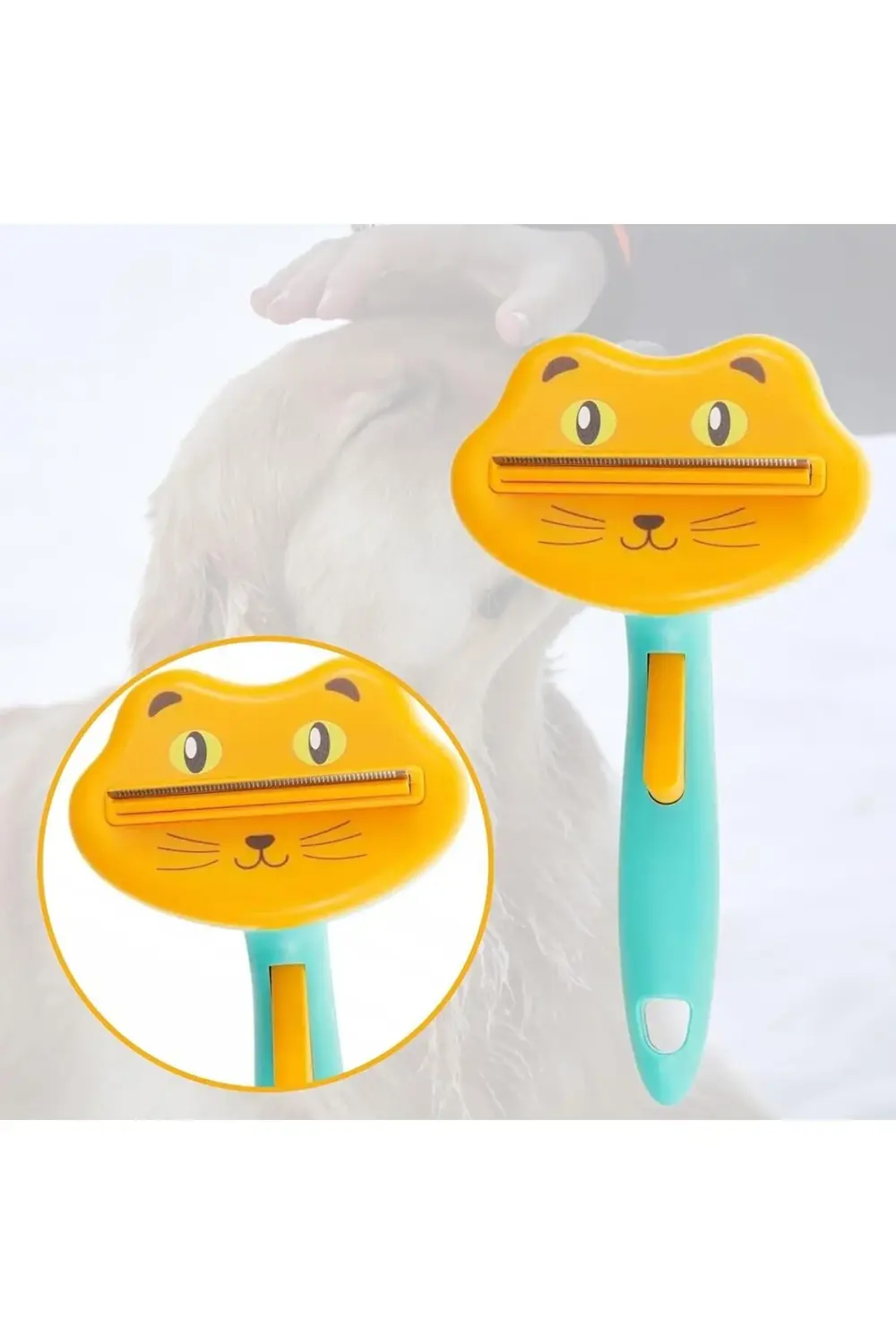 Gigi Panda Köpek Kedi İçin Tüy Dökücü Fırça Paslanmaz Çelikli Evcil Hayvan T