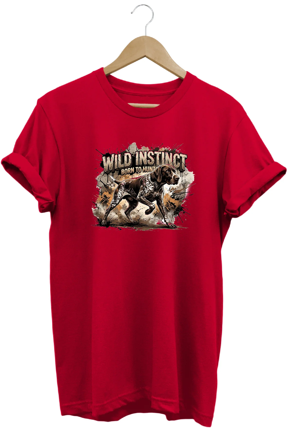 Köpek Wild Instinct Baskılı Tshirt Doğa Kamp Avcı Figürlü Tişört