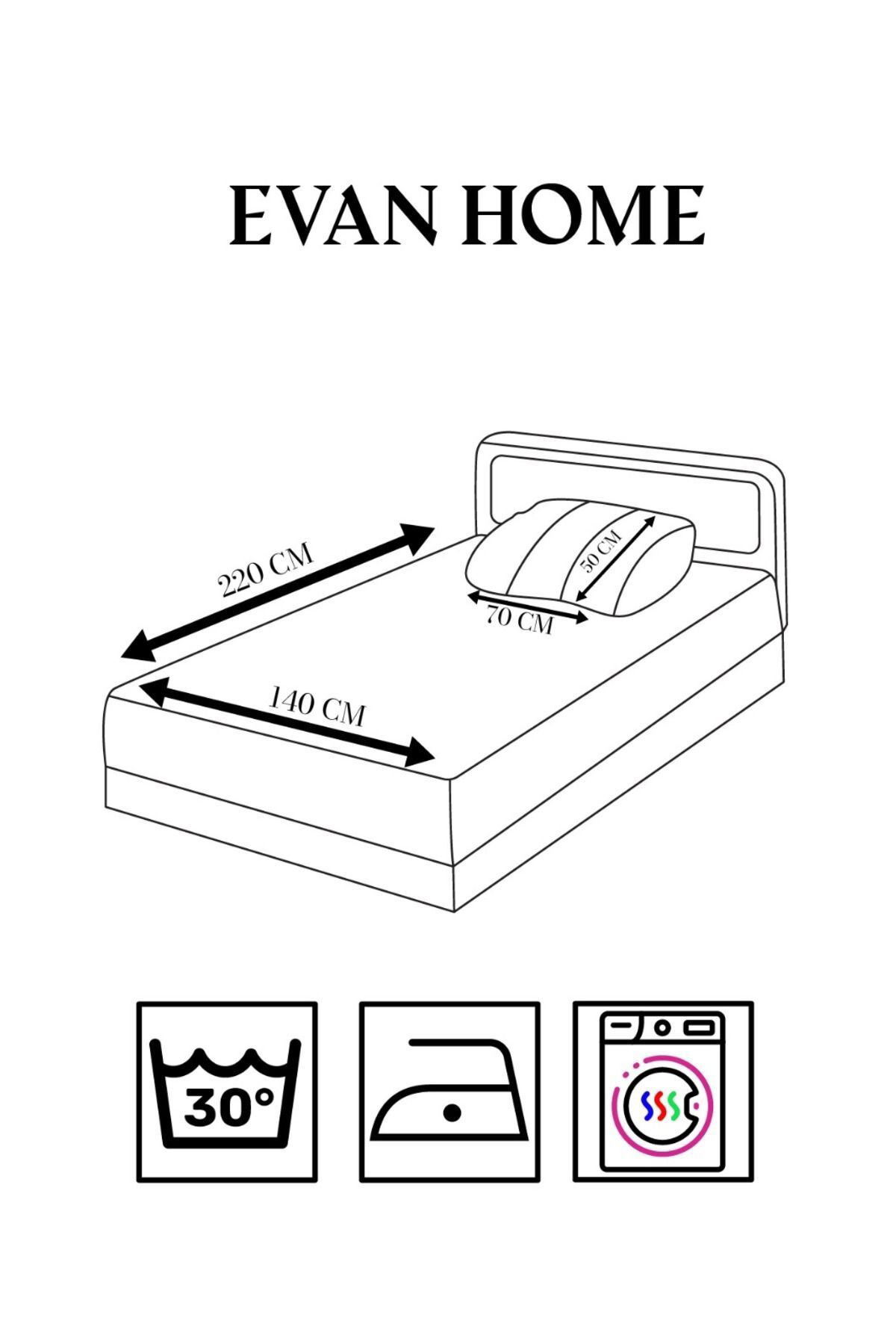 Evan Home Köpekbalığı Desenli Yatak Örtüsü Ve Yastık Kılıfı 2Li Takımı