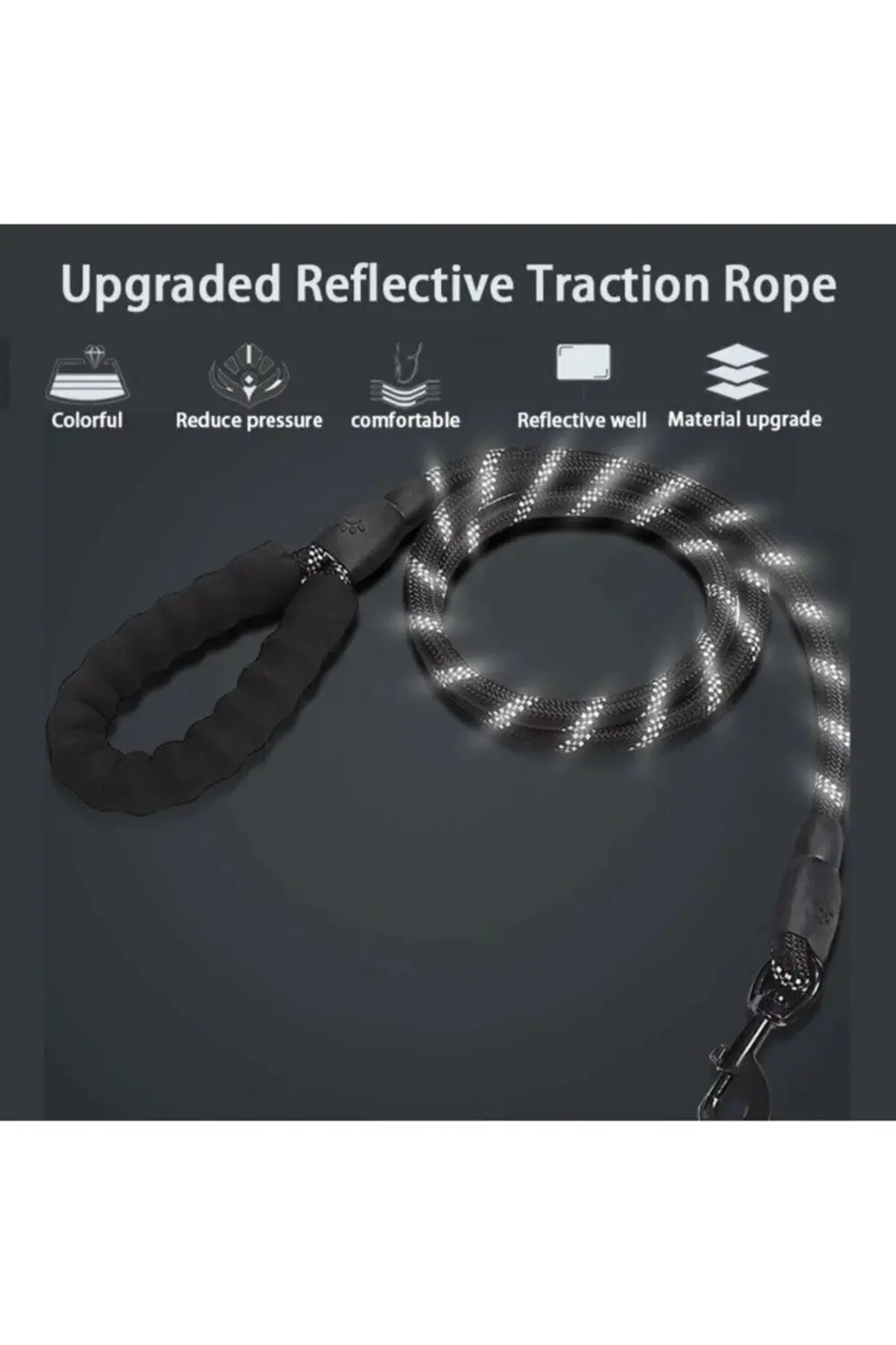 Köpekler İçin Gezdirme Tasması Reflektörlü 130 Cm Halat Orta Ve B