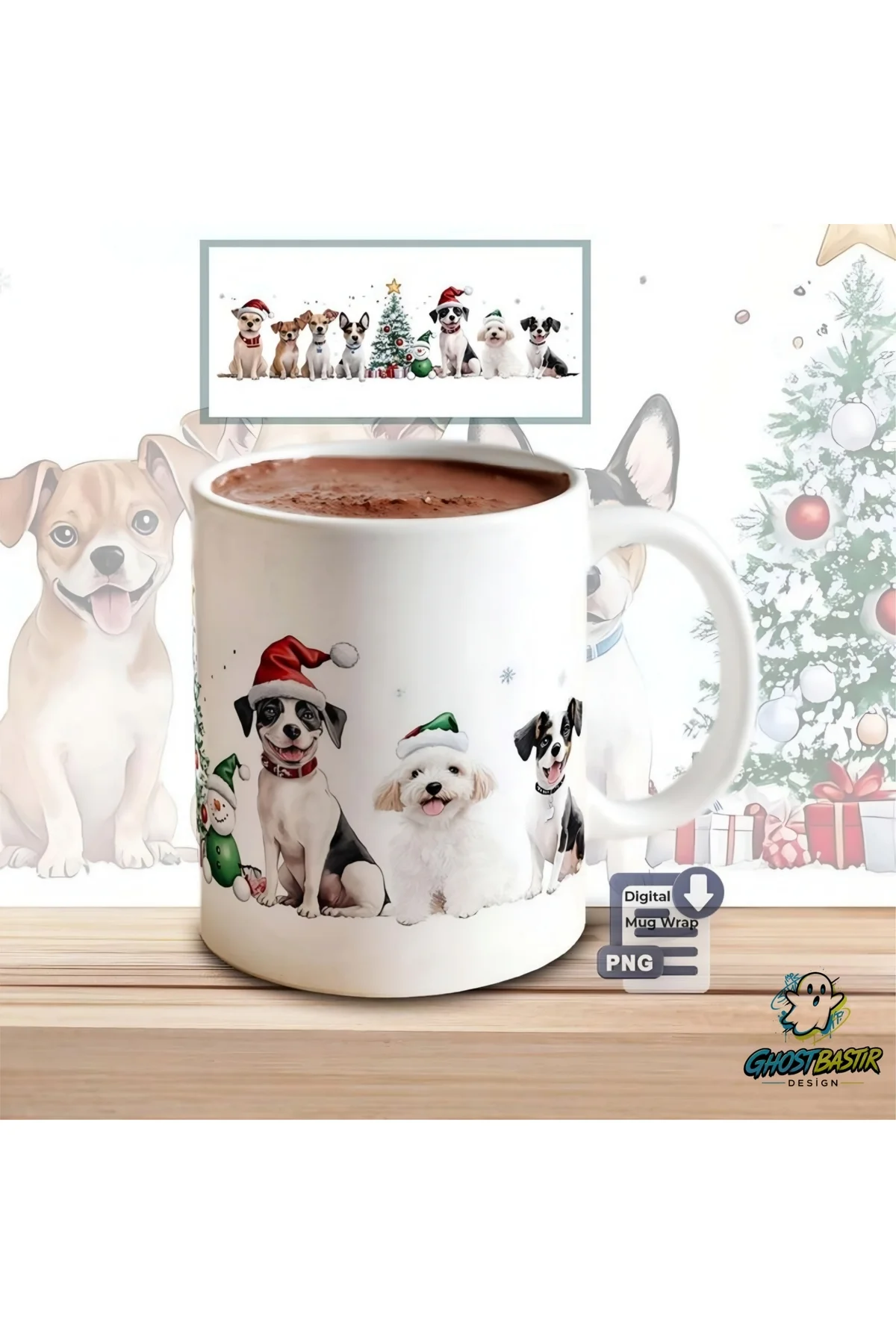 Köpekli Noel | Yılbaşı Kupa Bardak | Tek Adet K0596