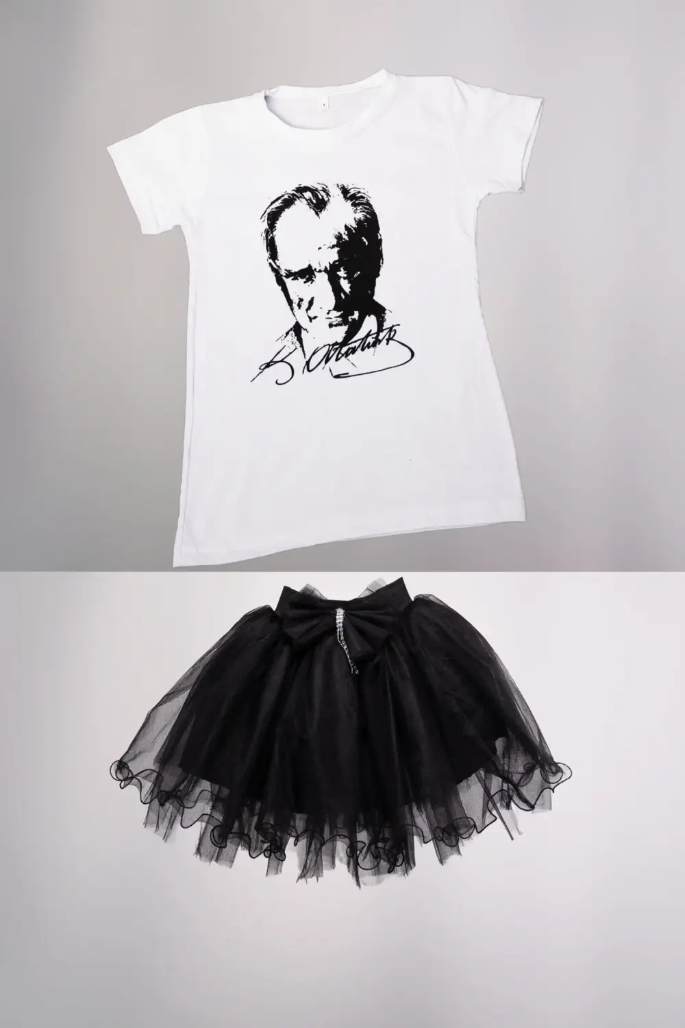 KOPYA - Kırmızı Ay Yıldız Baskılı Tişört Tütü Etek Takımı