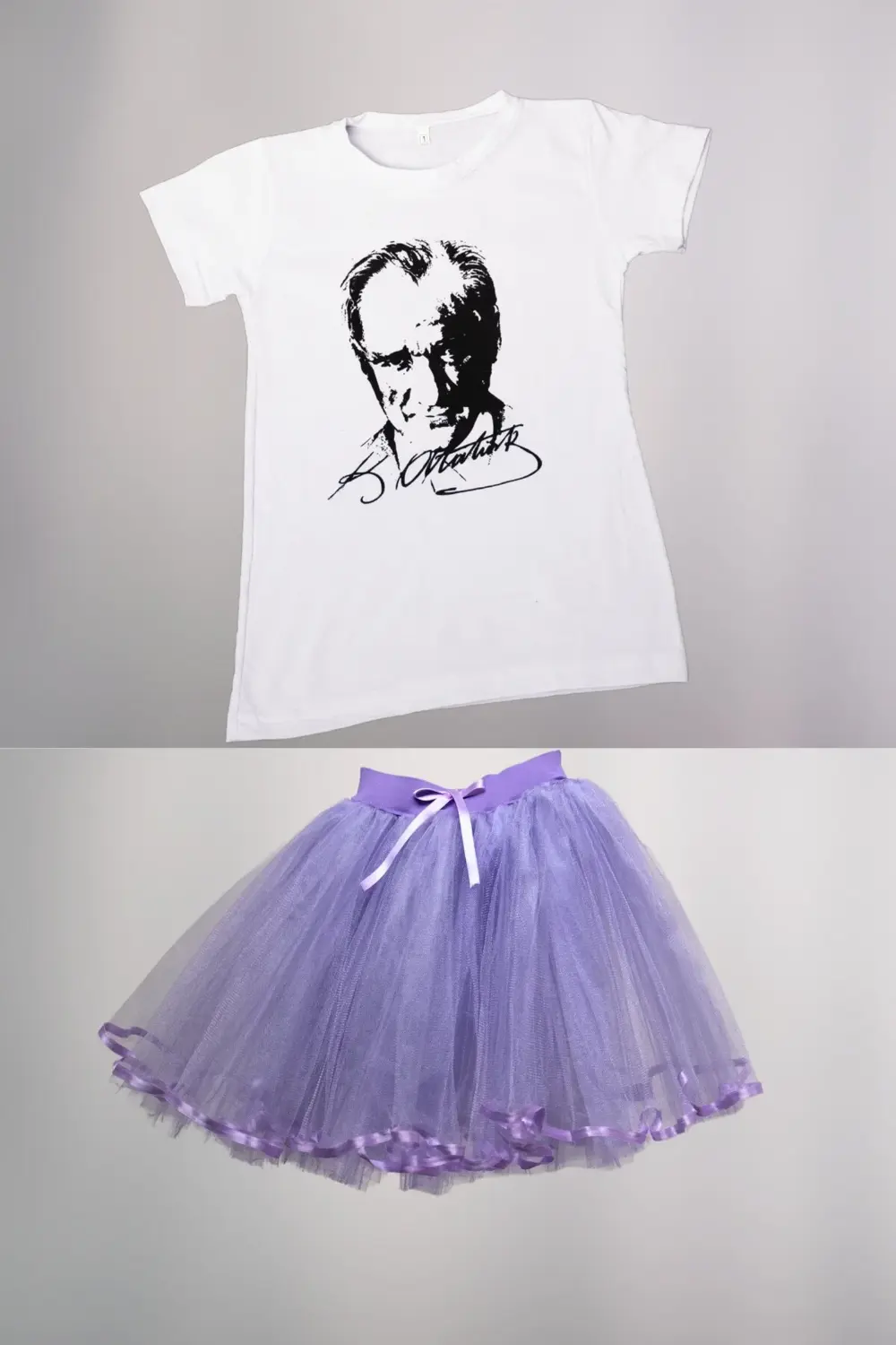 KOPYA - Kırmızı Ay Yıldız Baskılı Tişört Tütü Etek Takımı