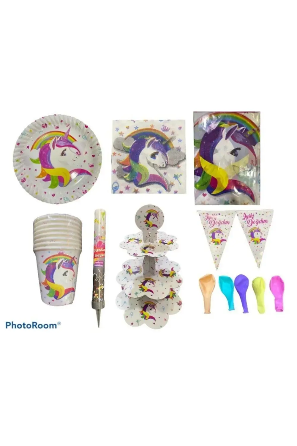 Parti Kırtasiye Kopya - Unicorn Doğum Günü Seti