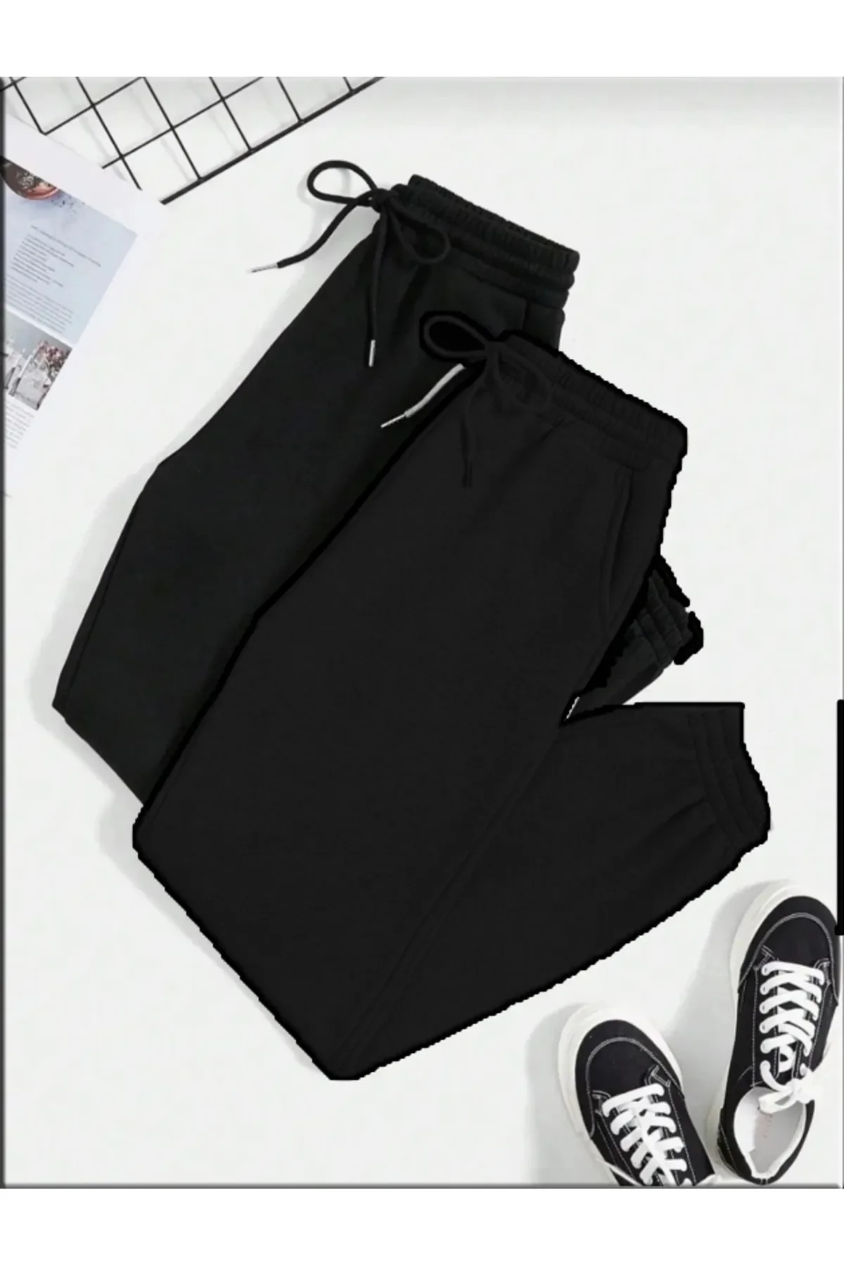 KOPYA - Unisex İkili Eşofman Altı 2 li Siyah Jogger