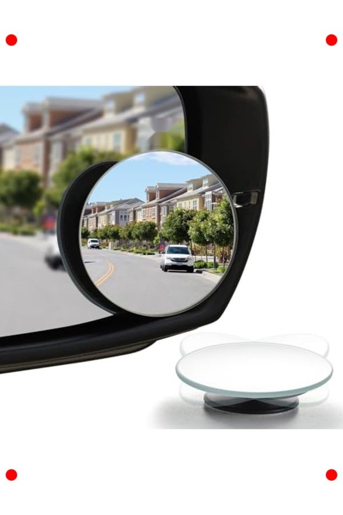 Kör Nokta Aynası, 2 inç Yuvarlak HD Cam Çerçevesiz Dışbükey Aynas
