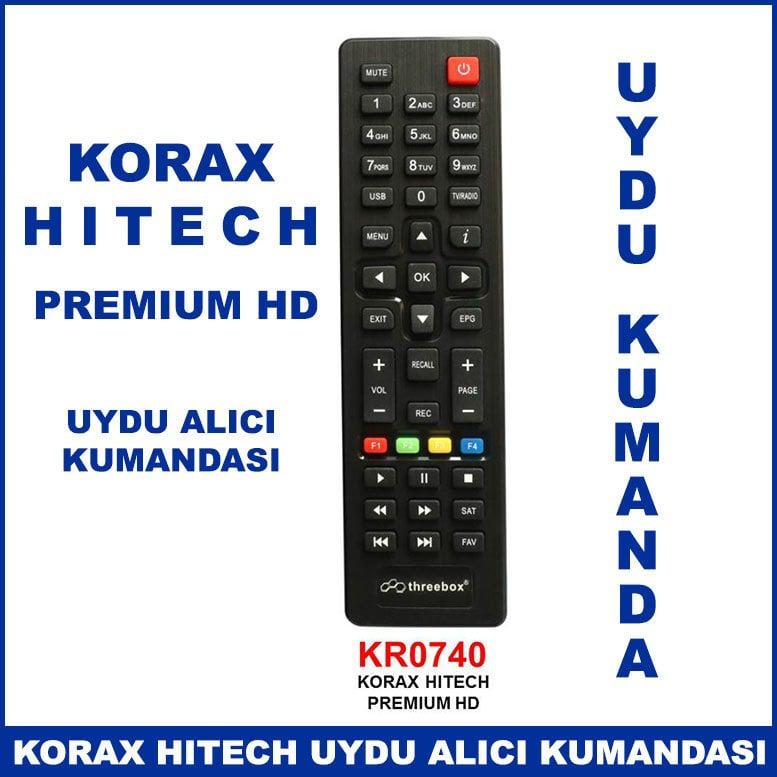 Korax Hitech Premium Hd Uydu Cihaz Kumandası KR0740 - Uydu Alıcı