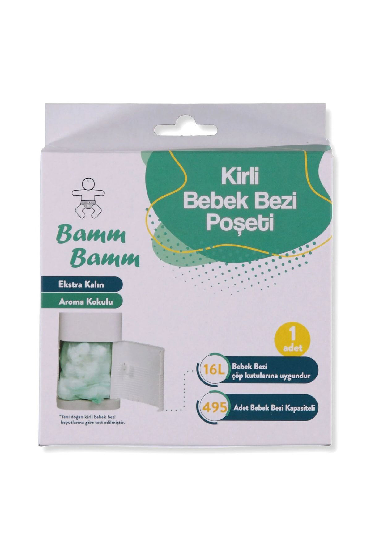 Bamm Bamm Korbel 16L Çöp Kovalari İle Uyumlu 495 Adet Kirli Bebek Bezi Kapa