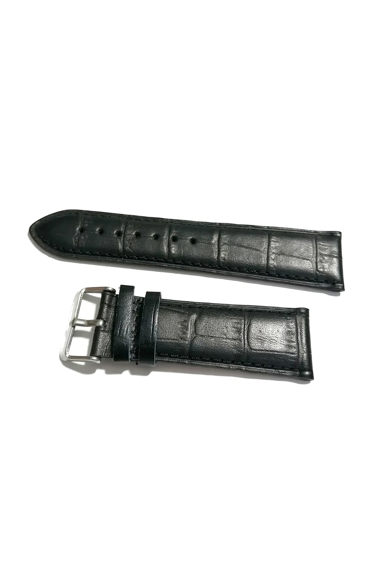 Kordon Seiko& Hertürlü  Saat Uyumlu Croco Baskılı Siyah Renk Deri  24 mm (154)