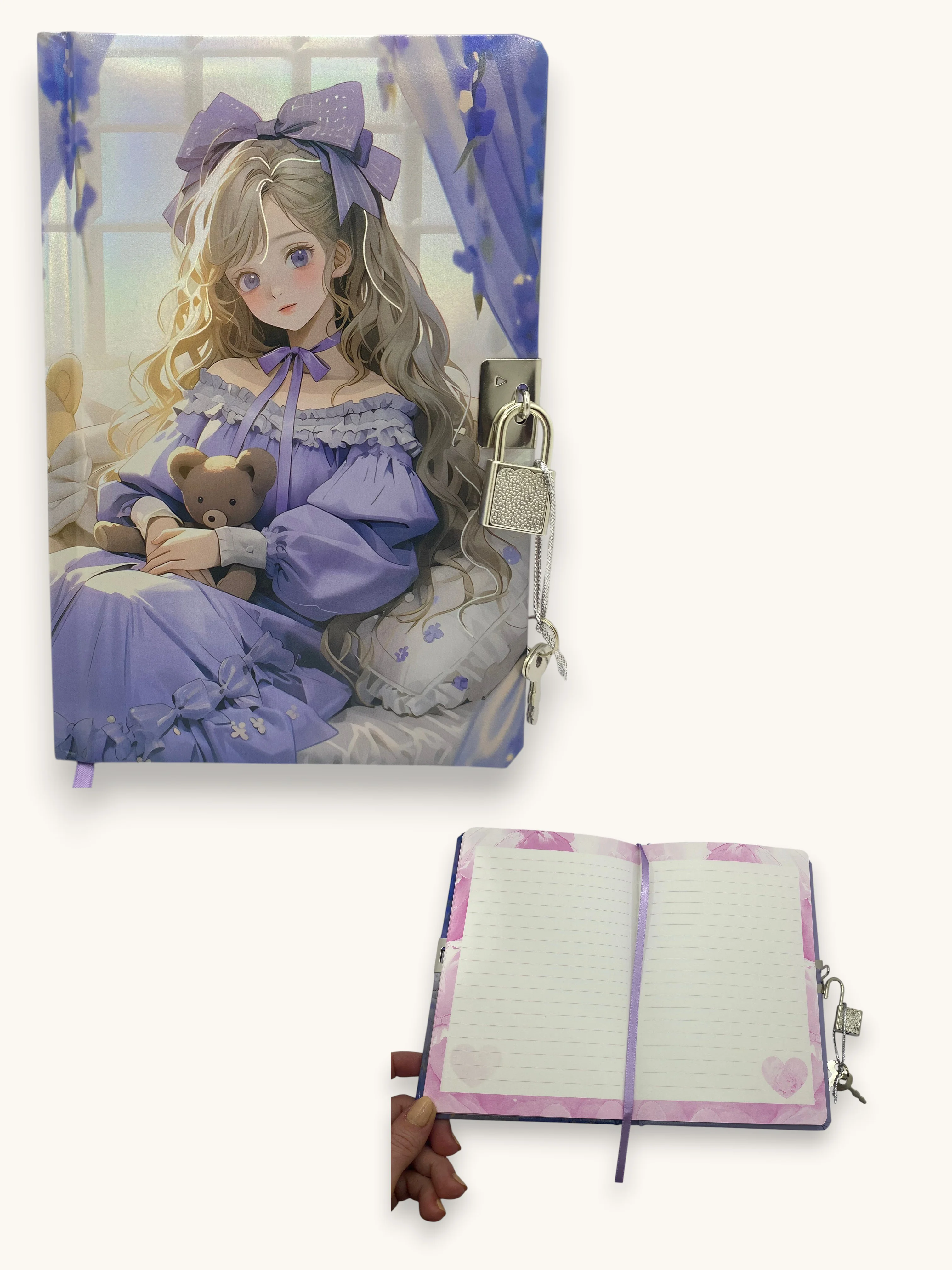 Kore Kız Hatıra Defteri (Günlük) Kilitli Defter 80 yaprak - Mor
