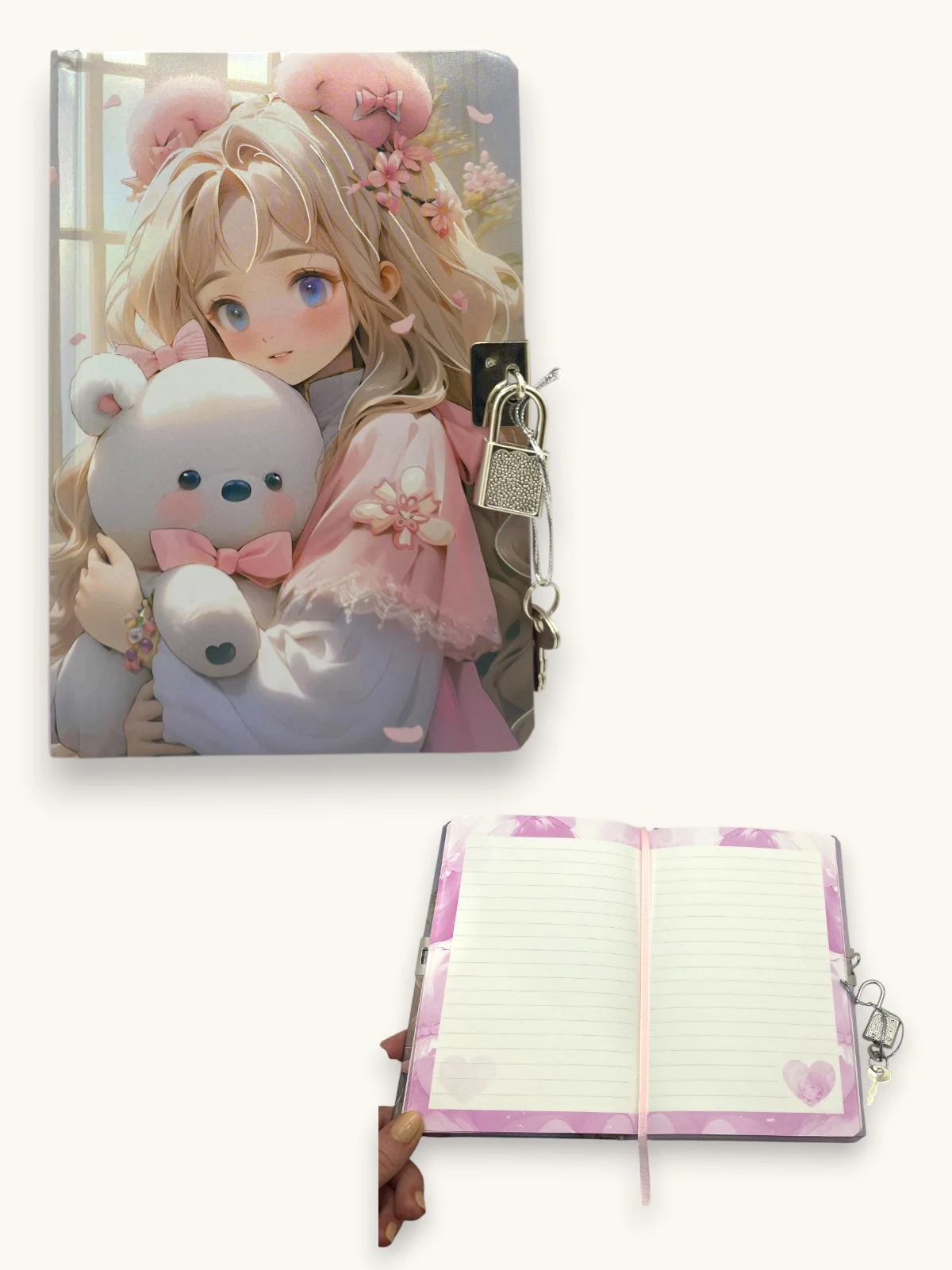 Kore Kız Hatıra Defteri (Günlük) Kilitli Defter 80 yaprak - Pembe