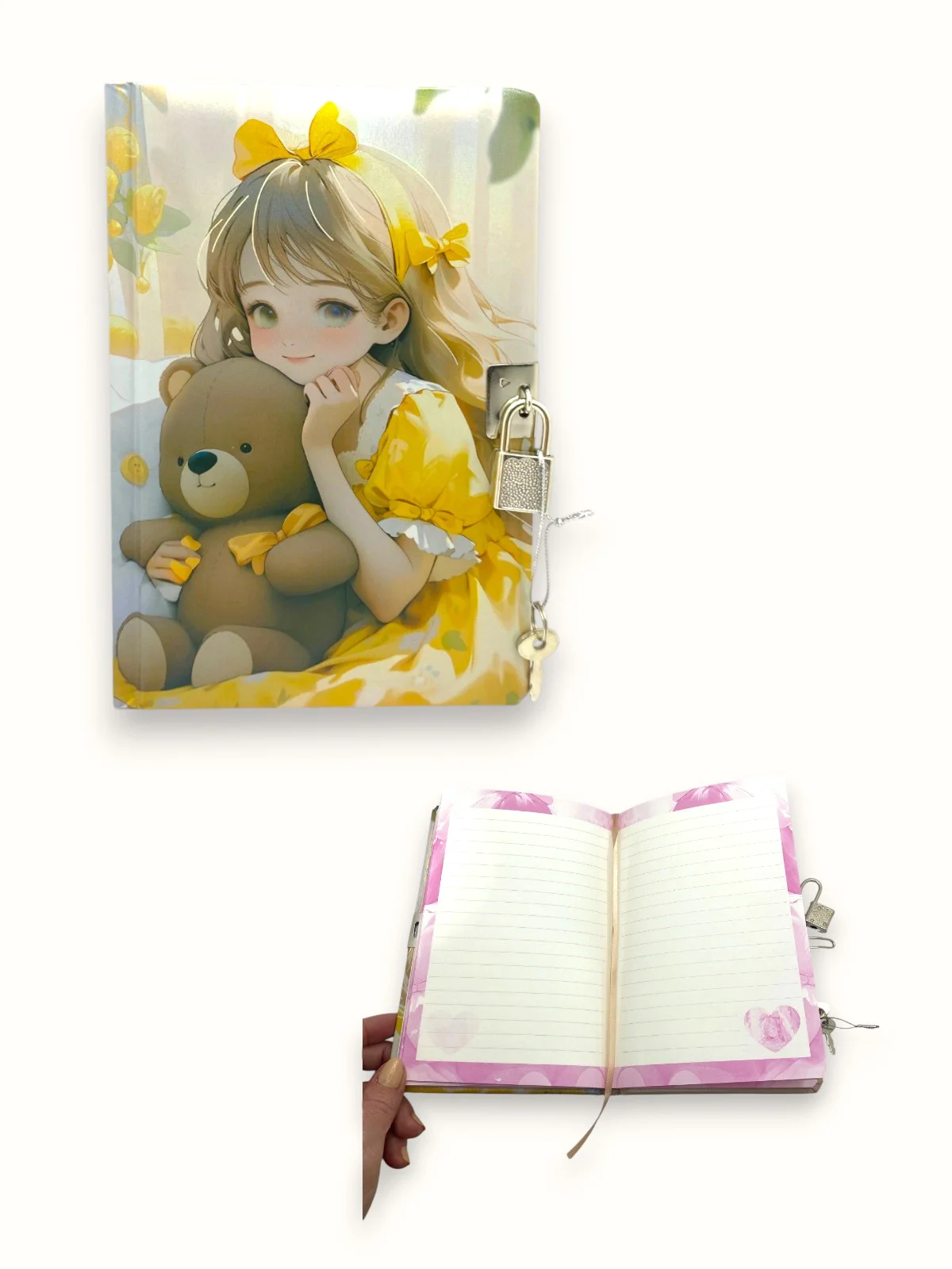 Kore Kız Hatıra Defteri (Günlük) Kilitli Defter 80 yaprak -Sarı