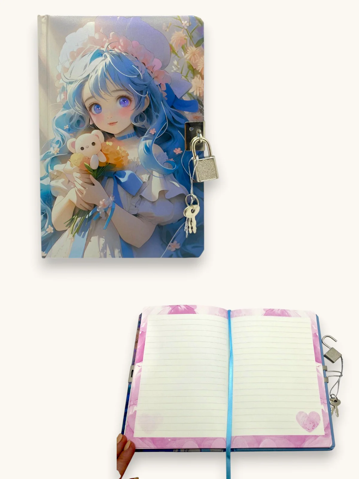 Kore Kız Hatıra Defteri (Günlük) Kilitli Defter 80 yaprak -Mavi