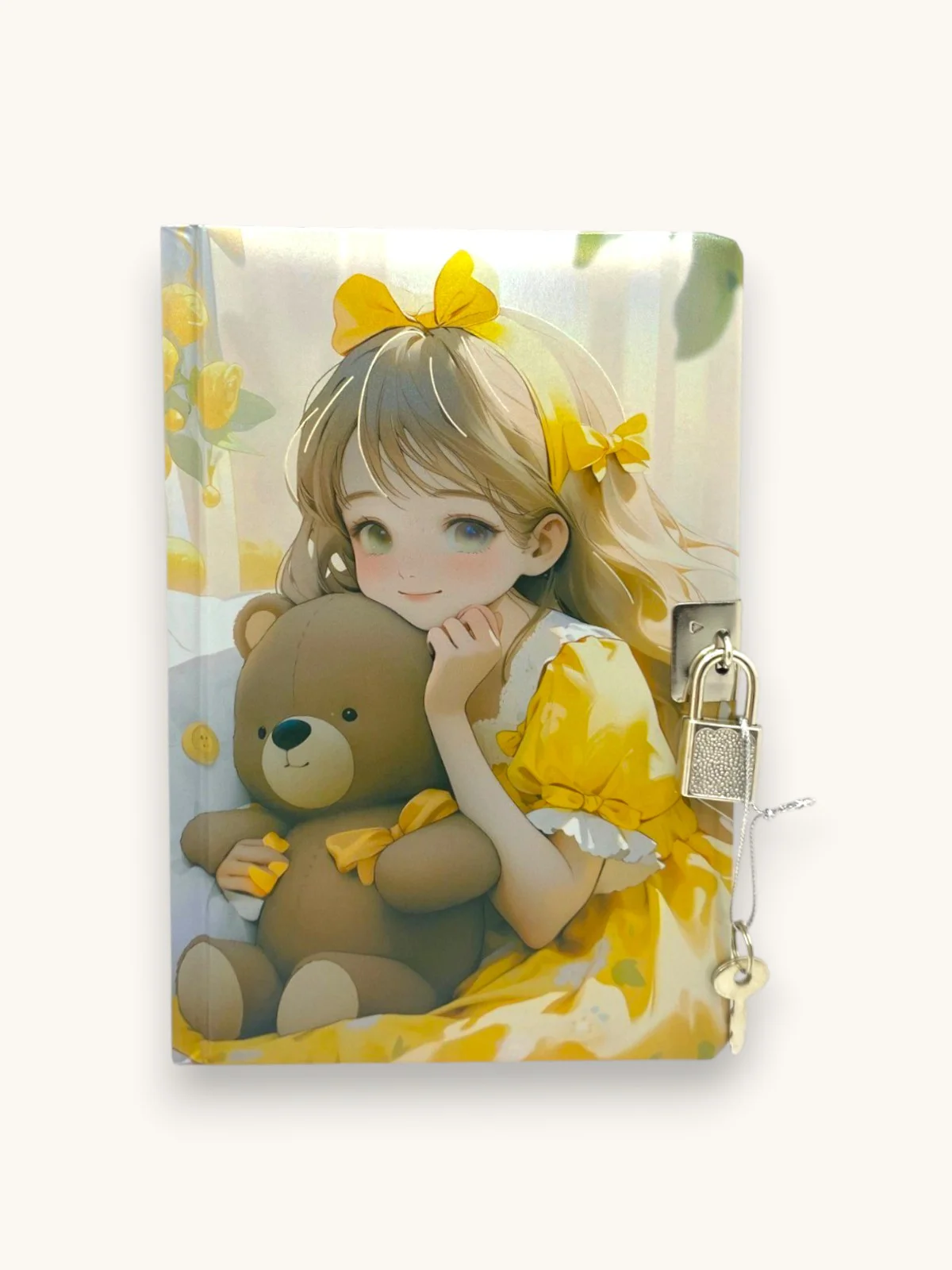 Kore Kız Hatıra Defteri (Günlük) Kilitli Defter 80 yaprak -Sarı