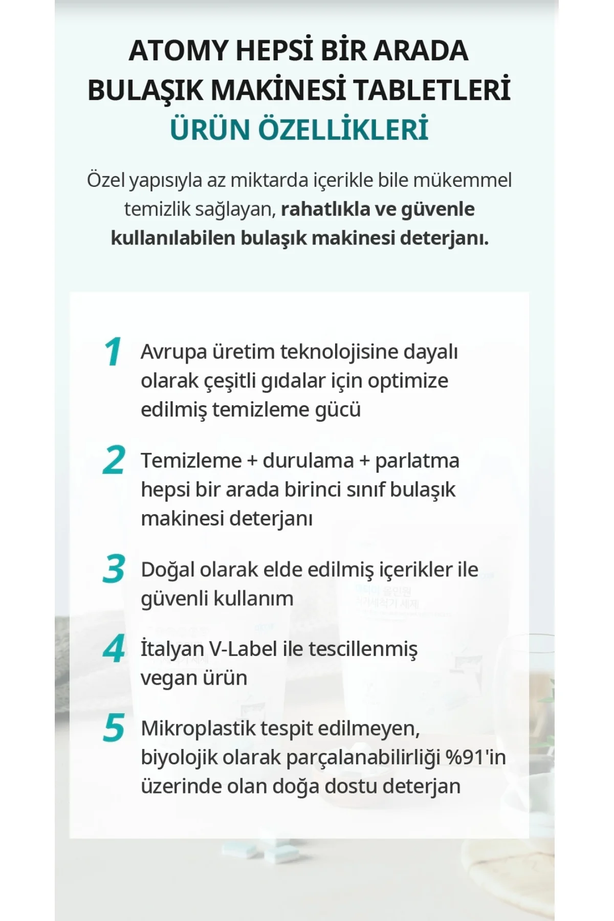 Kore ürünü hepsi bir arada bulaşık makinesi tabletleri 60 adet