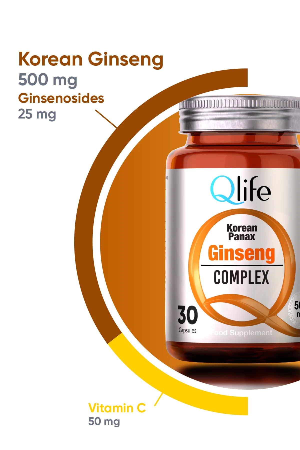 Korean Panax Ginseng Complex 500 mg 30 Kapsül