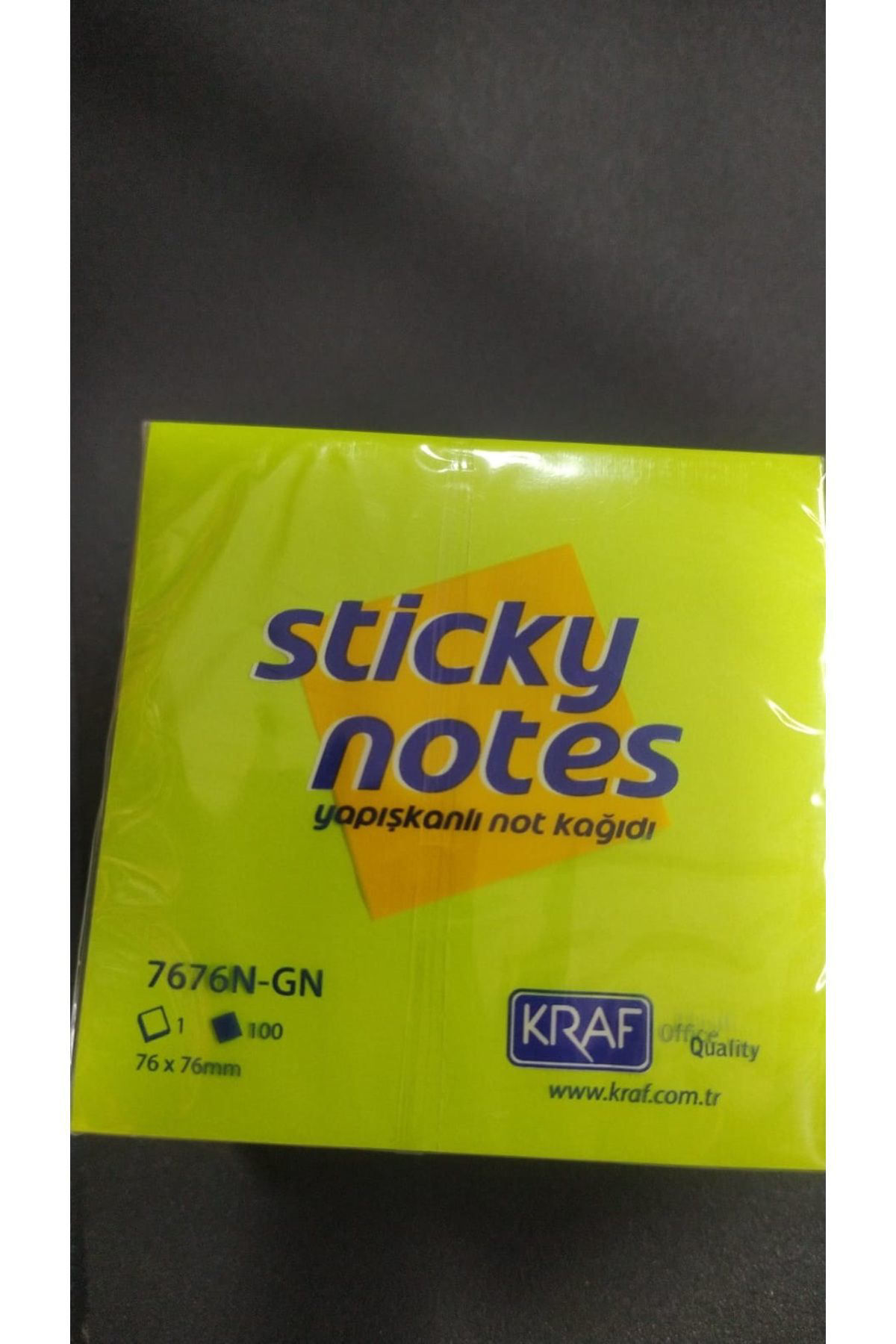Kraf Koridor Krt.  Yapişkanli Not Kağidi 76X76 Neon Yeşil 7676N-Gn