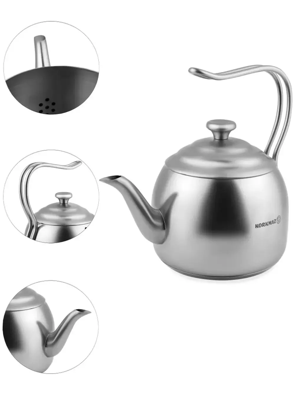 Korkmaz A054 Droppa Çelik Çaydanlık 2.7 Litre