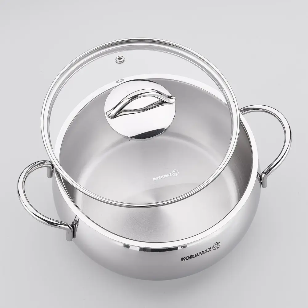 Korkmaz A1074 Tombik Çelik Tencere 22x11 Cm 4,9 Litre