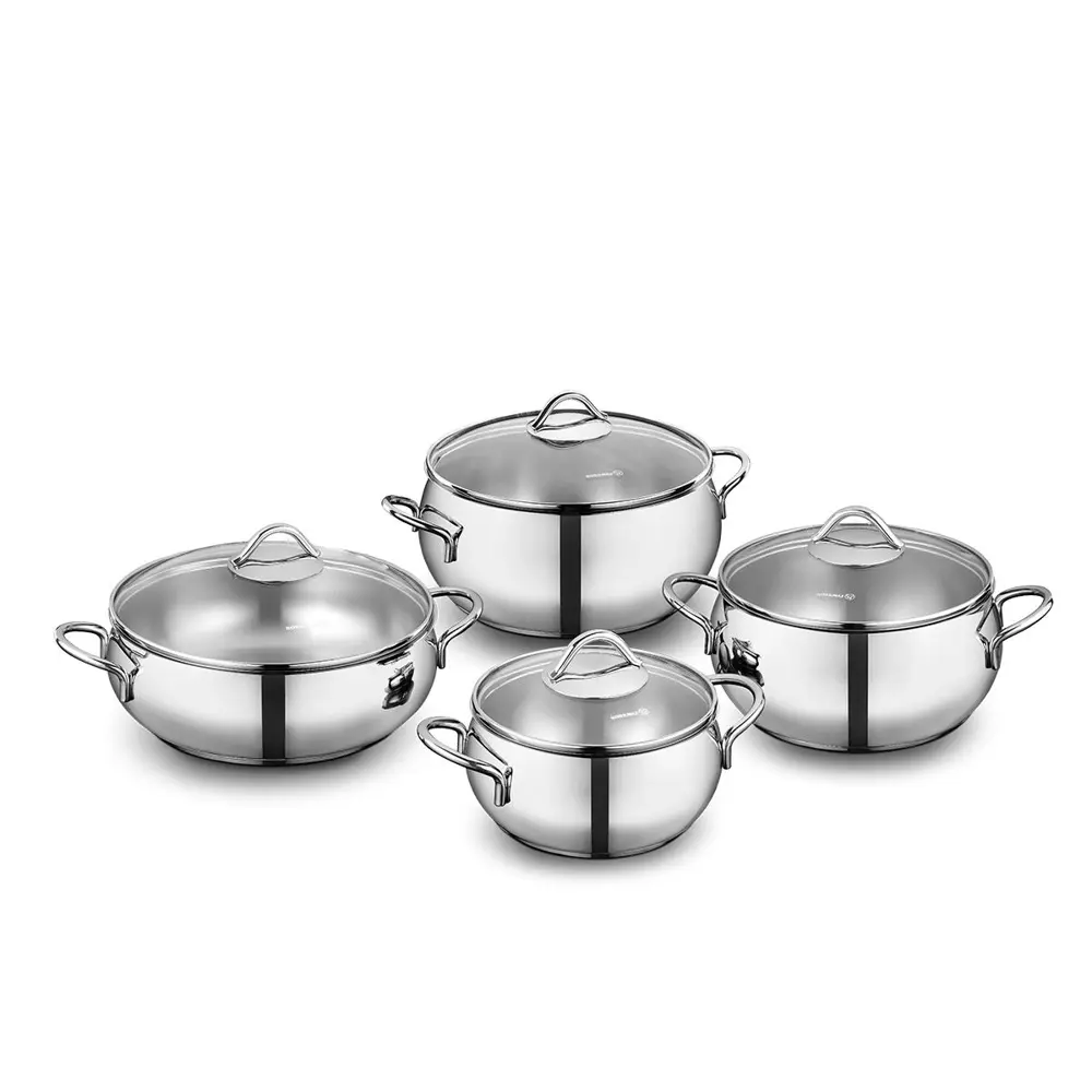 Korkmaz A1807 Tombik 8 Parça Çelik Tencere Seti
