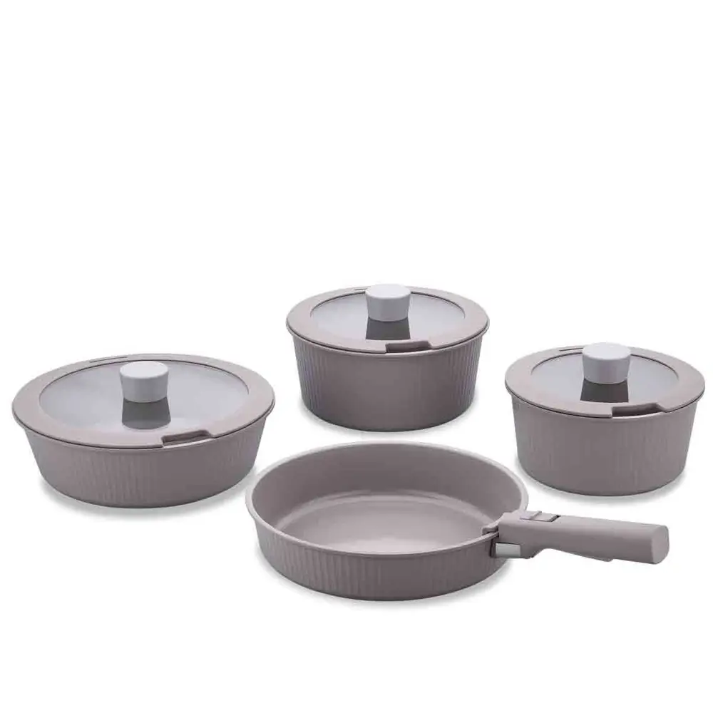 Korkmaz A2800 Pratika Çıkarılabilir Saplı 8 Parça Seramik Tencere