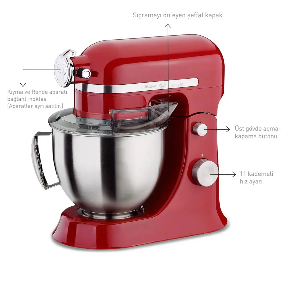 Korkmaz A470-03 Pro Mix Kırmızı Stand Mikser Korkmaz A470-03 Pro Mix Kırmızı Stand Mikser