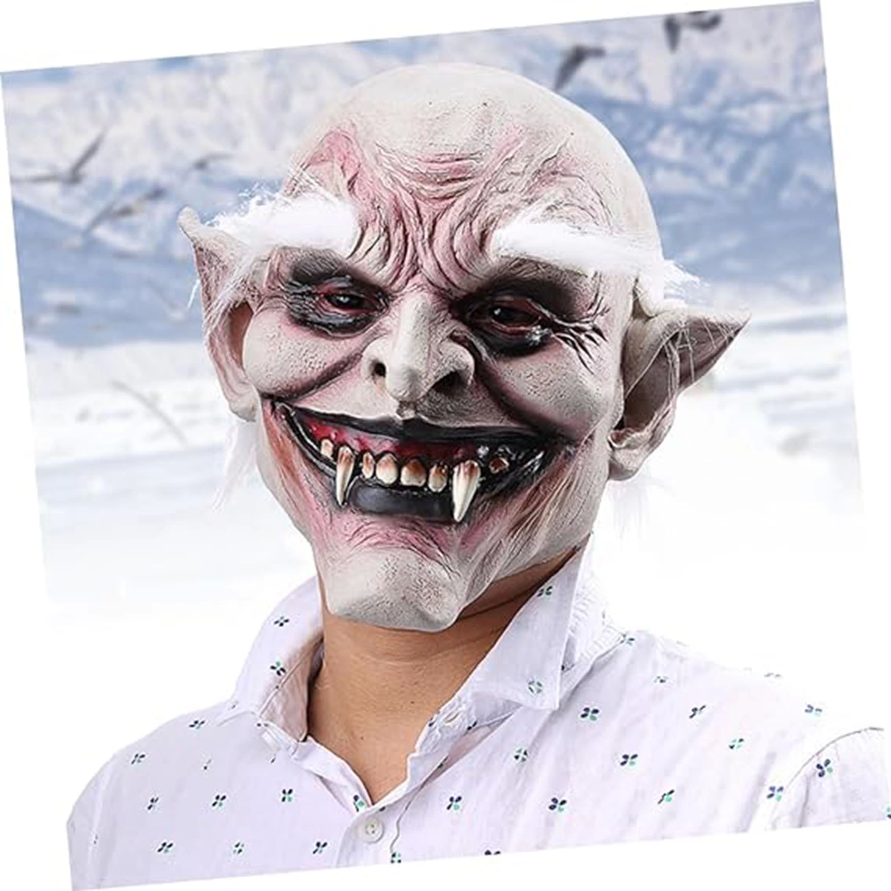 Korku Zombi Maskesi Beyaz Saçlı Kaşlı Lateks Vampir Maskesi Et Ma Korku Zombi Maskesi Beyaz Saçlı Kaşlı Lateks Vampir Maskesi Et Ma