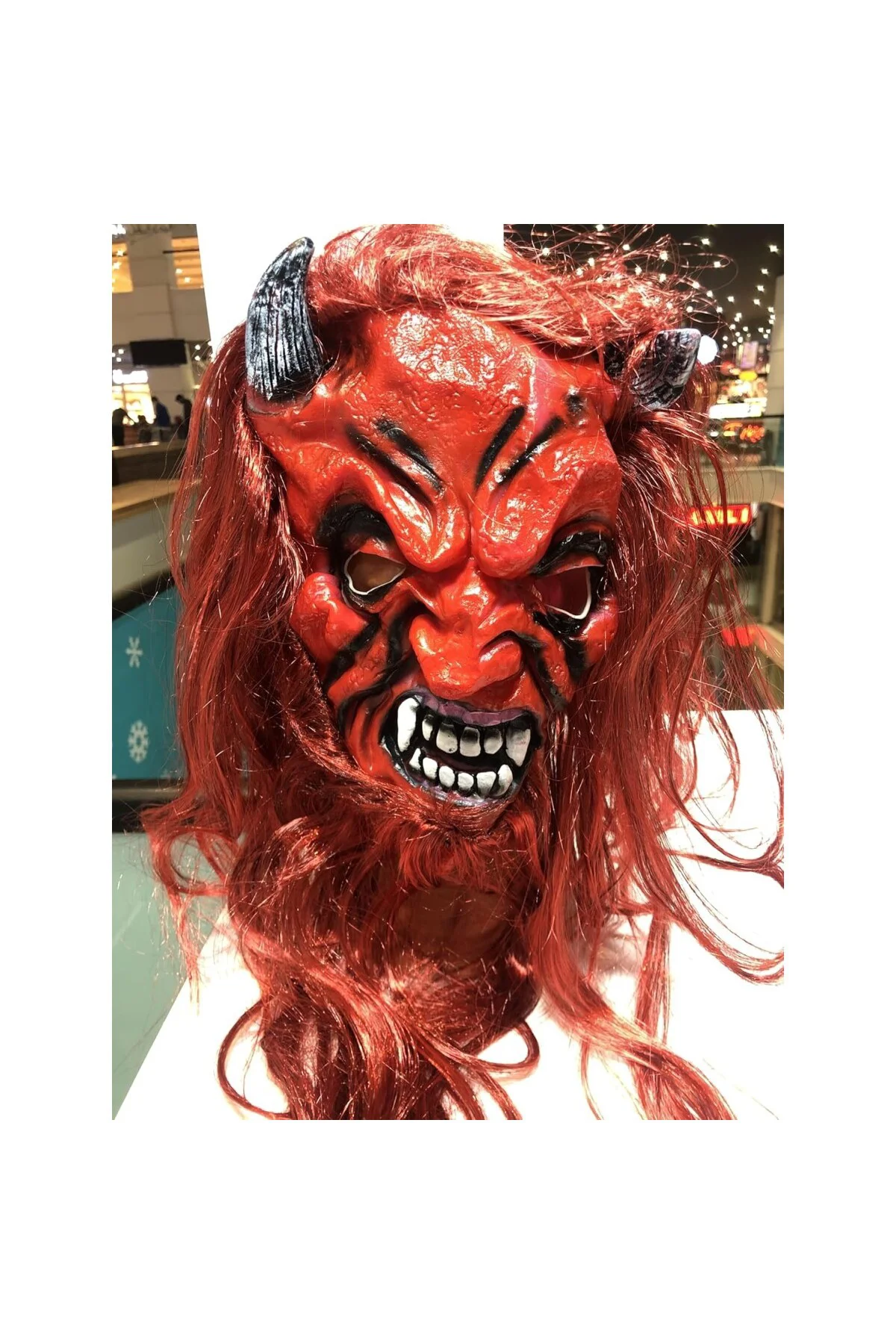 Korkunç Şeytan Maskesi, Kırmızı Saçlı, Halloween Kostüm Aksesuarı, Şaka Oyunları ve Kork