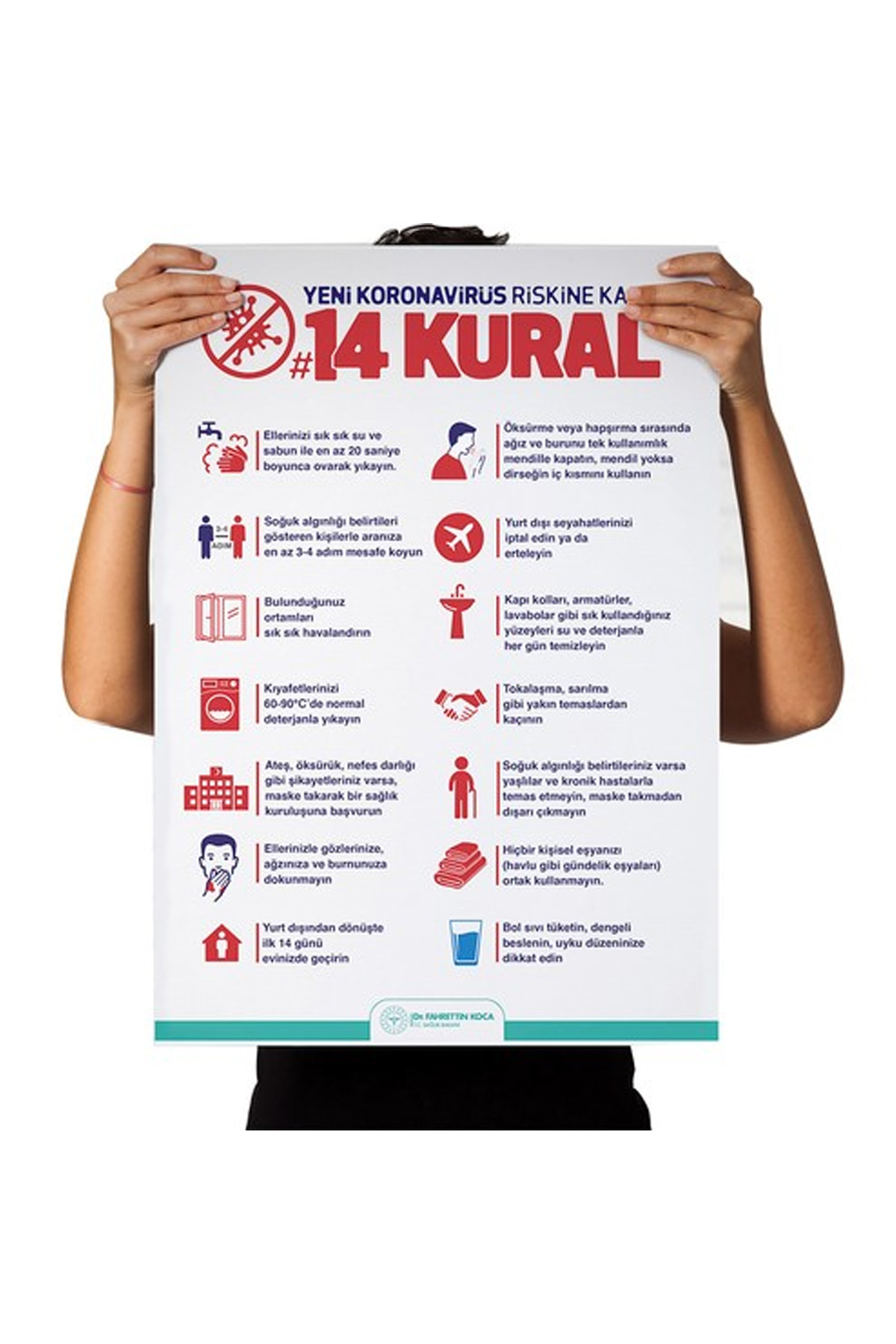 Koronavirüse Karşı 14 Kural Afişi Kendinden Yapışkanlı Folyo 35X5 Koronavirüse Karşı 14 Kural Afişi Kendinden Yapışkanlı Folyo 35X5