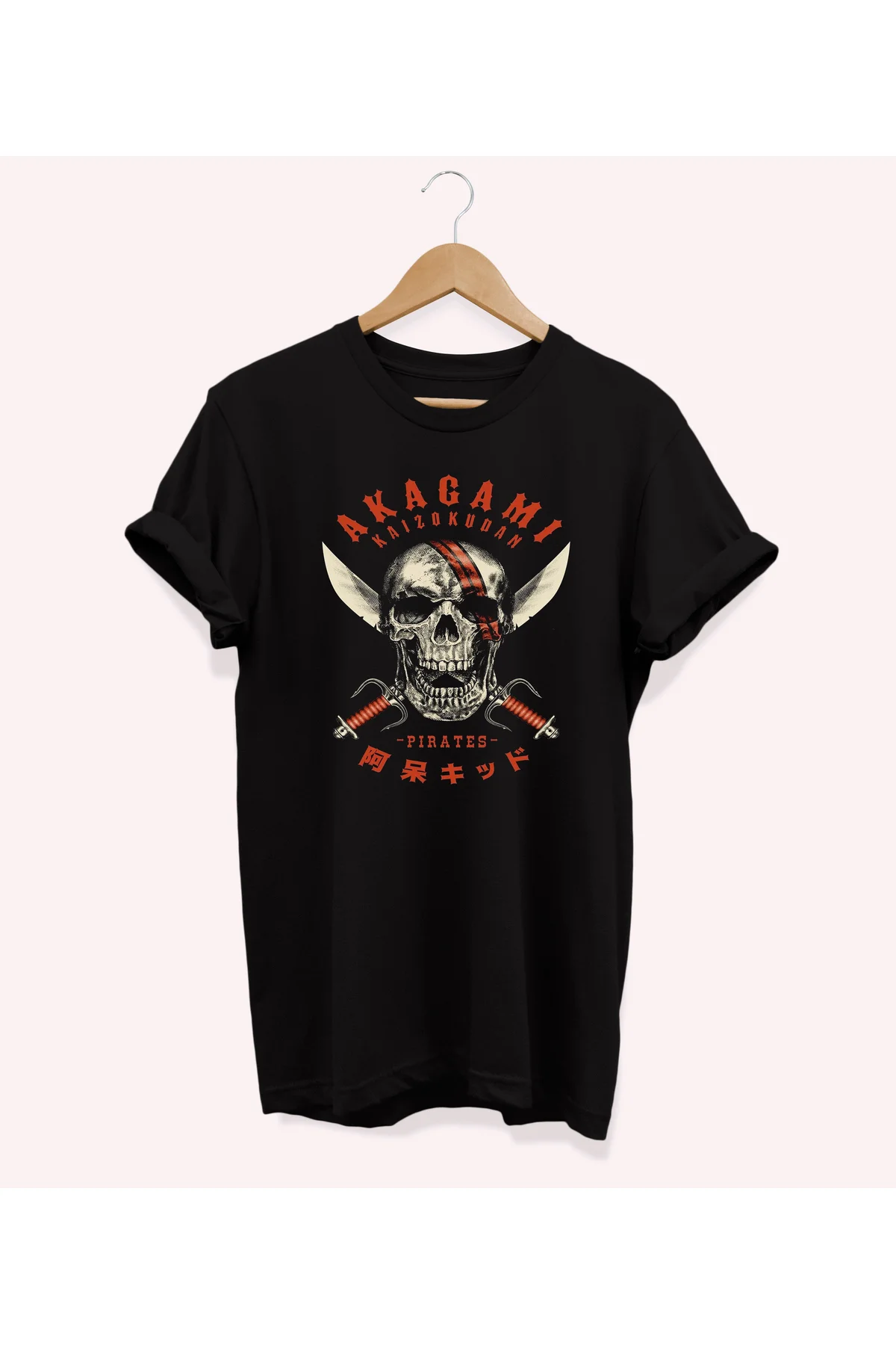 , Korsan Baskılı, %100 Pamuk, Bisiklet Yaka, Basic T-shirt, Norma