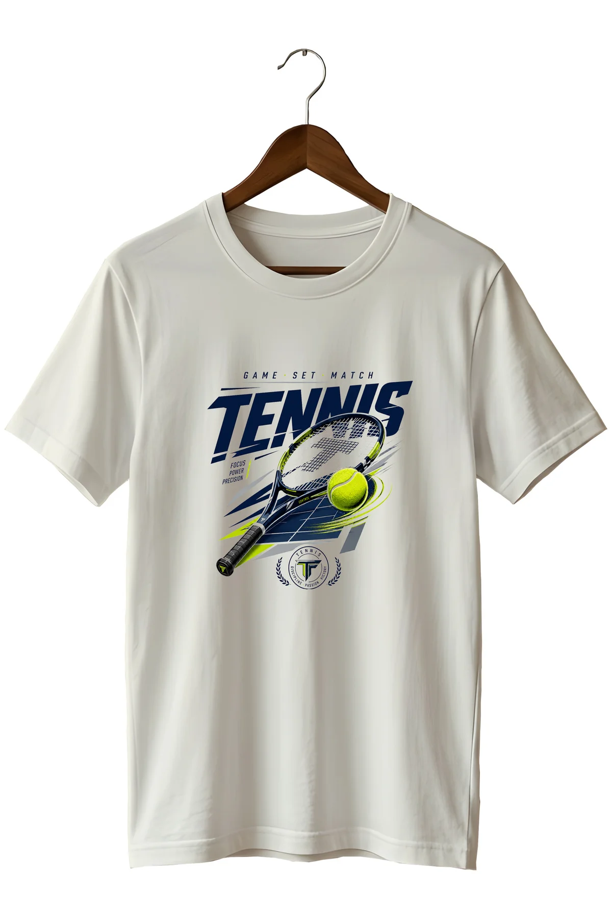 Kort Stili Tenis Baskılı T-shirt Spor Tişört