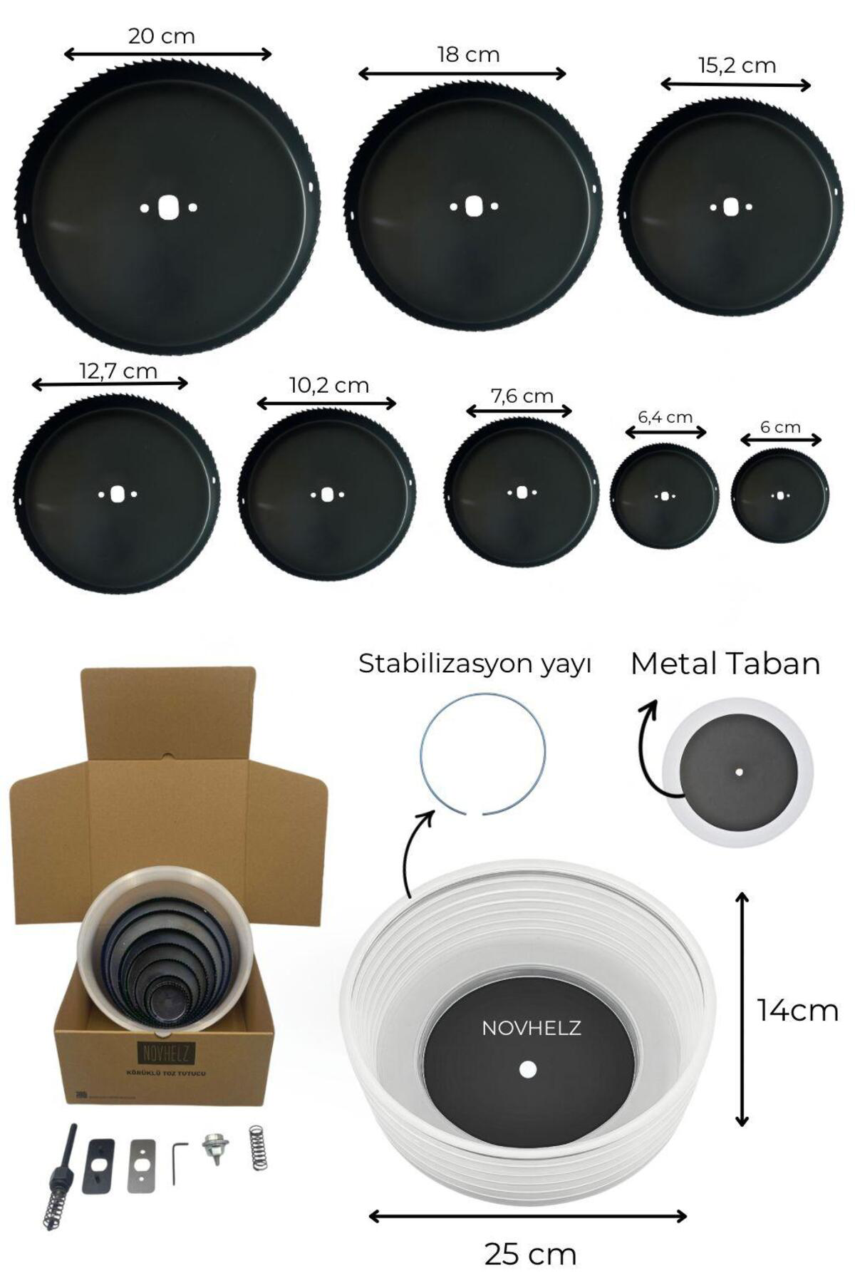 Körüklü Vantuzlu Matkap Ucu Toz Tutucu + 8 Parça Panç Seti 250 mm Körüklü Vantuzlu Matkap Ucu Toz Tutucu + 8 Parça Panç Seti 250 mm