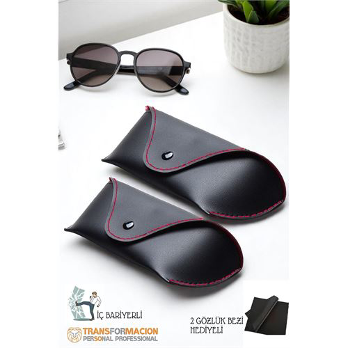 Korumalı Deri Gözlük Kabı Korumalı Gözlük Koruma Kılıfı 2'li SET
