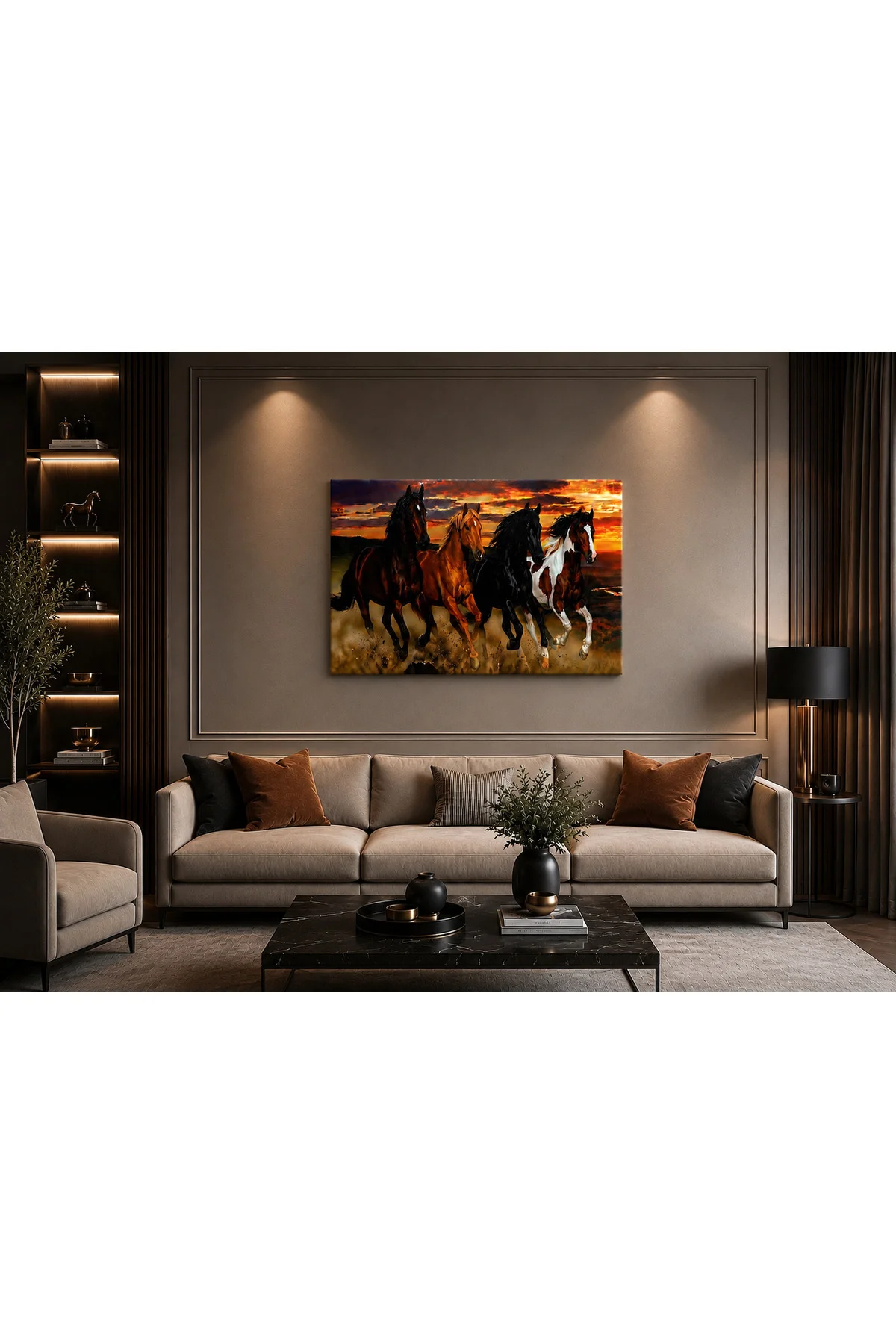 Koşan At Kanvas Tablo 70x100 cm | Dekoratif Büyük Boy Salon ve Ofis Duvar Tablosu Fiyatı, Yorumları ve Özellikleri