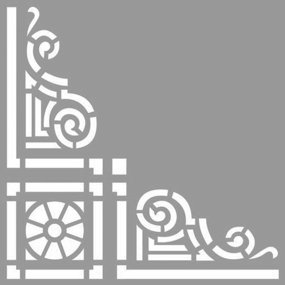 Artikel Köşe Floral 2 Stencil Boyama Şablonu 30X30 Cm, Duvar Stencil, Fay