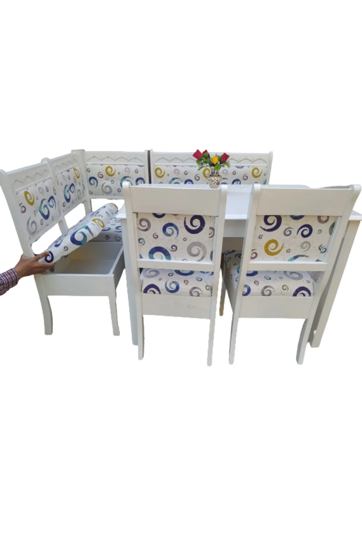 Köşe Mutfak 18488 Tk Kayın ahşap Sandık Açıl Masa babyface kumş Parlak beyaz Lake - Görsel 5