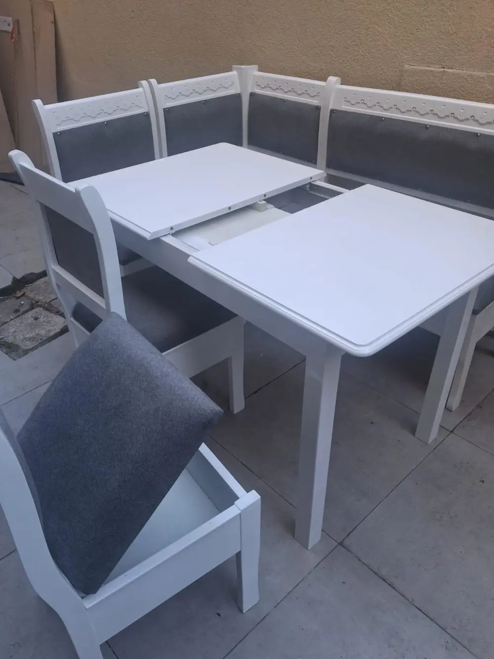 Köşe Mutfak 90553 Tk Kayın ahşap Sandık Açıl Masa Babyface Gri Ku