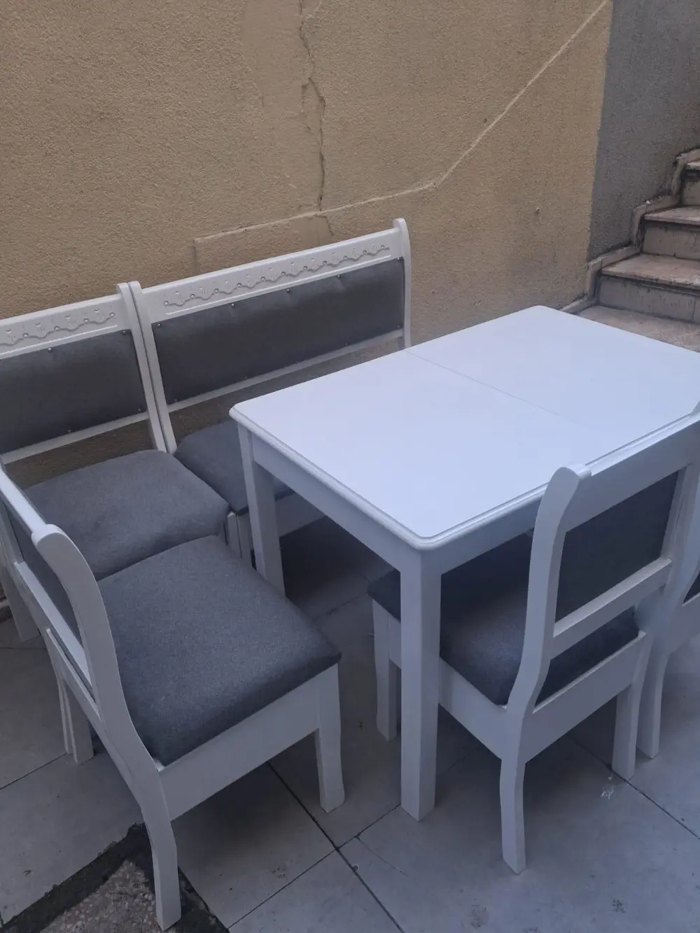 Köşe Mutfak 90553 Tk Kayın ahşap Sandık Açıl Masa Babyface Gri Ku